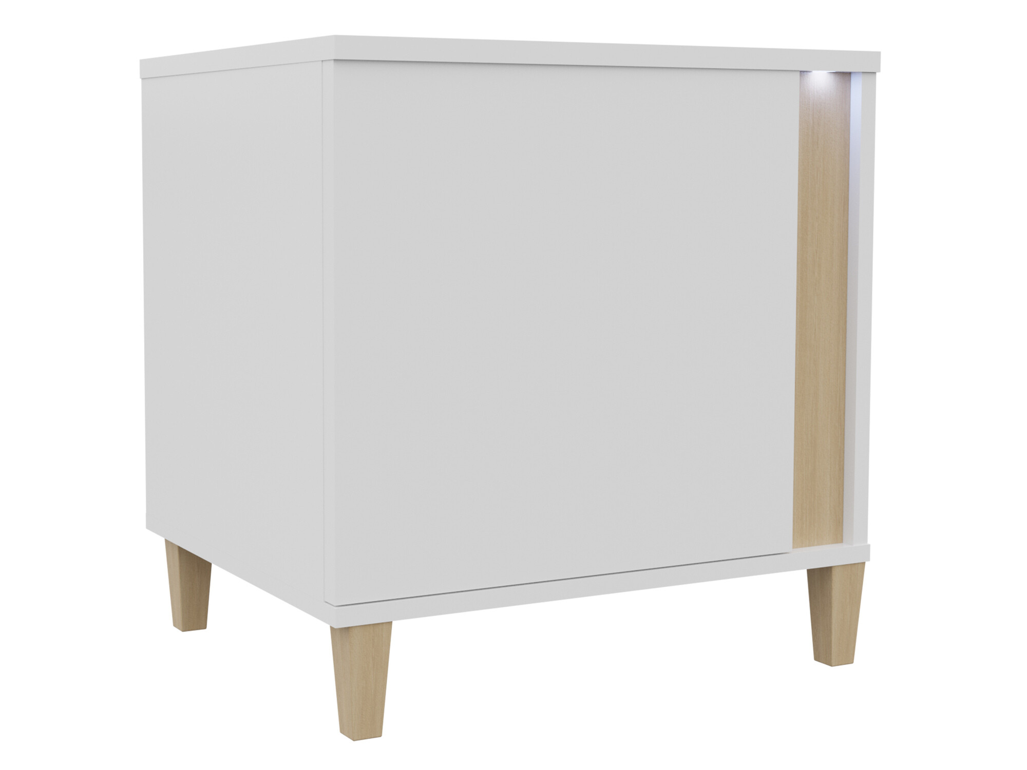 Bedside table Florem I (White + Glossy white + Light wood)