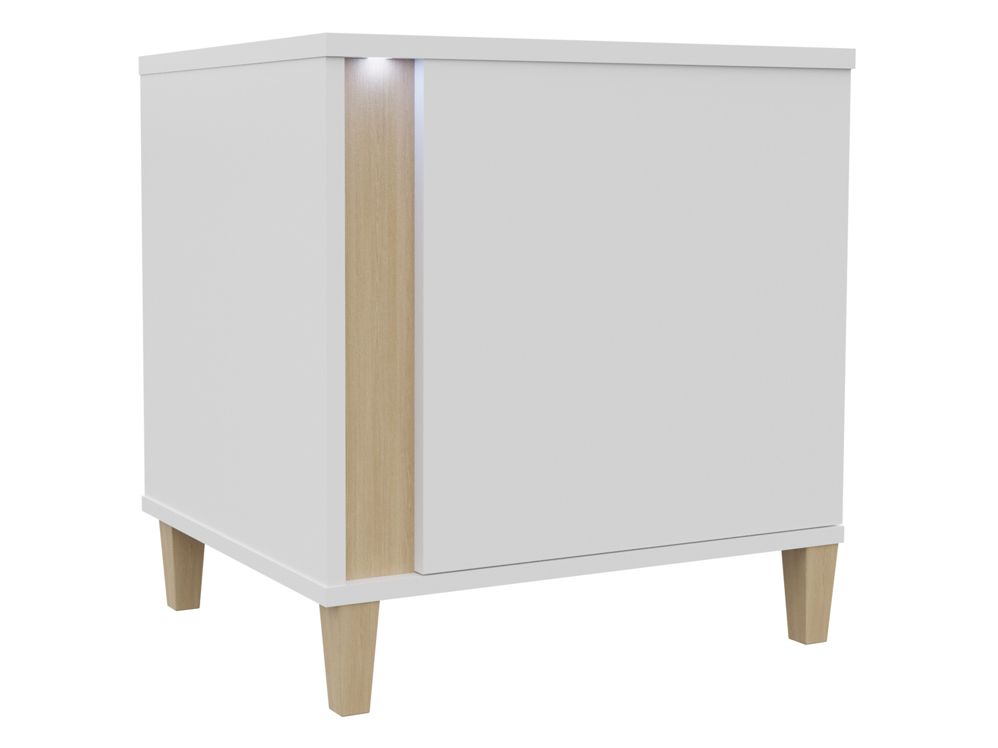 Bedside table Livseri 111 (White + Glossy white + Light wood)