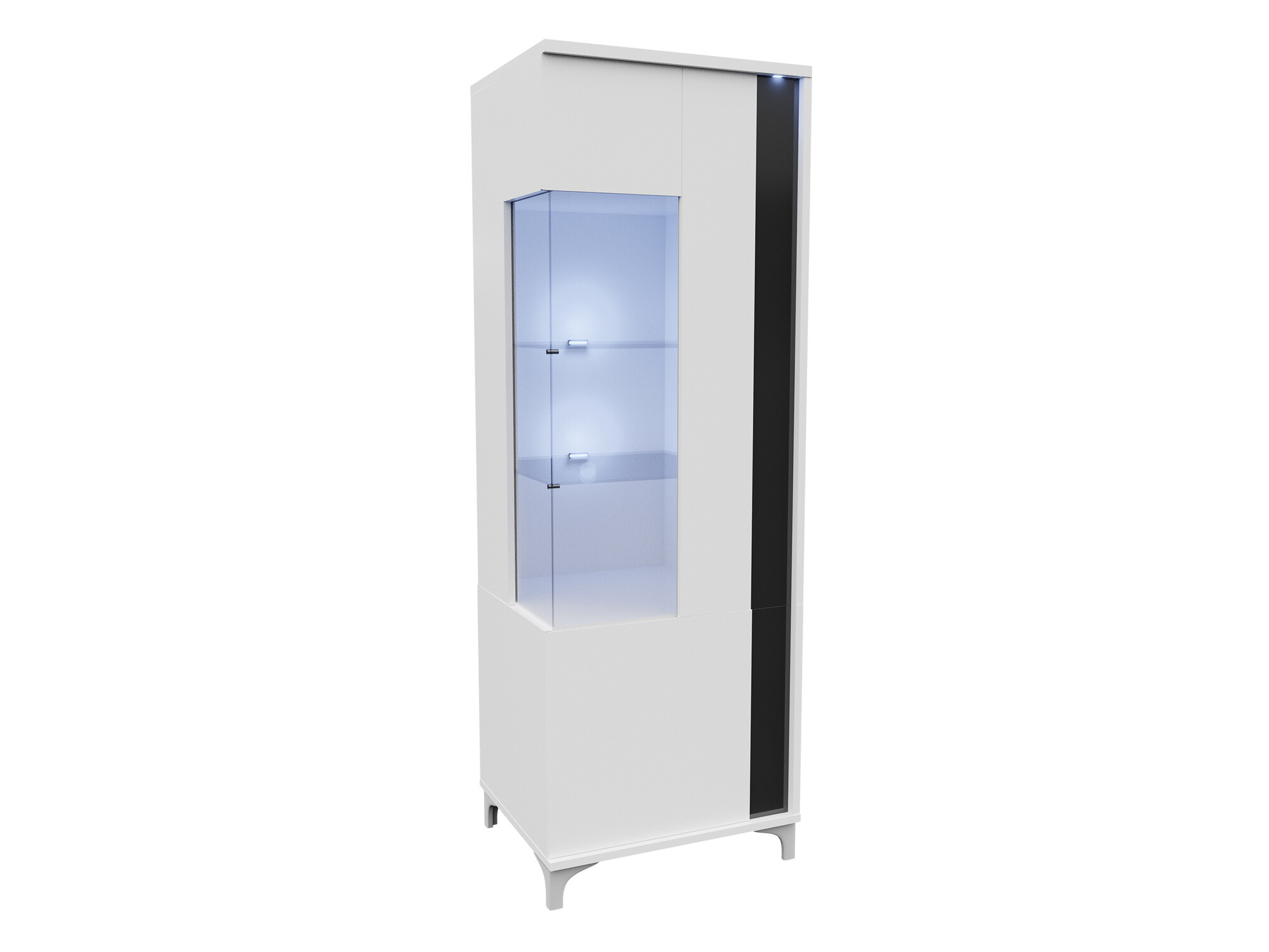 Bookcase Florem I (White + Glossy white + Glossy black)