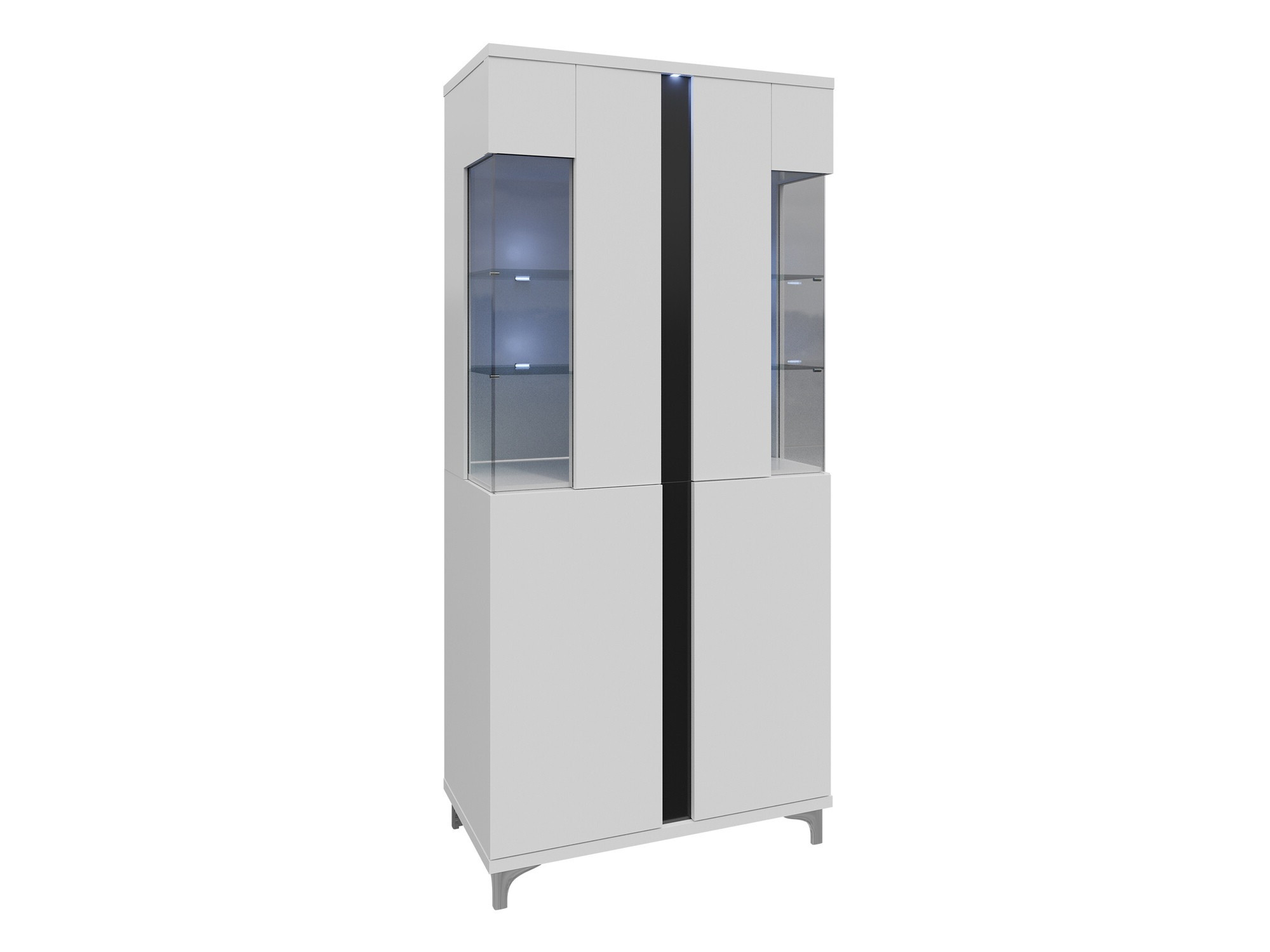 Bookcase Florem IV (White + Glossy white + Glossy black)