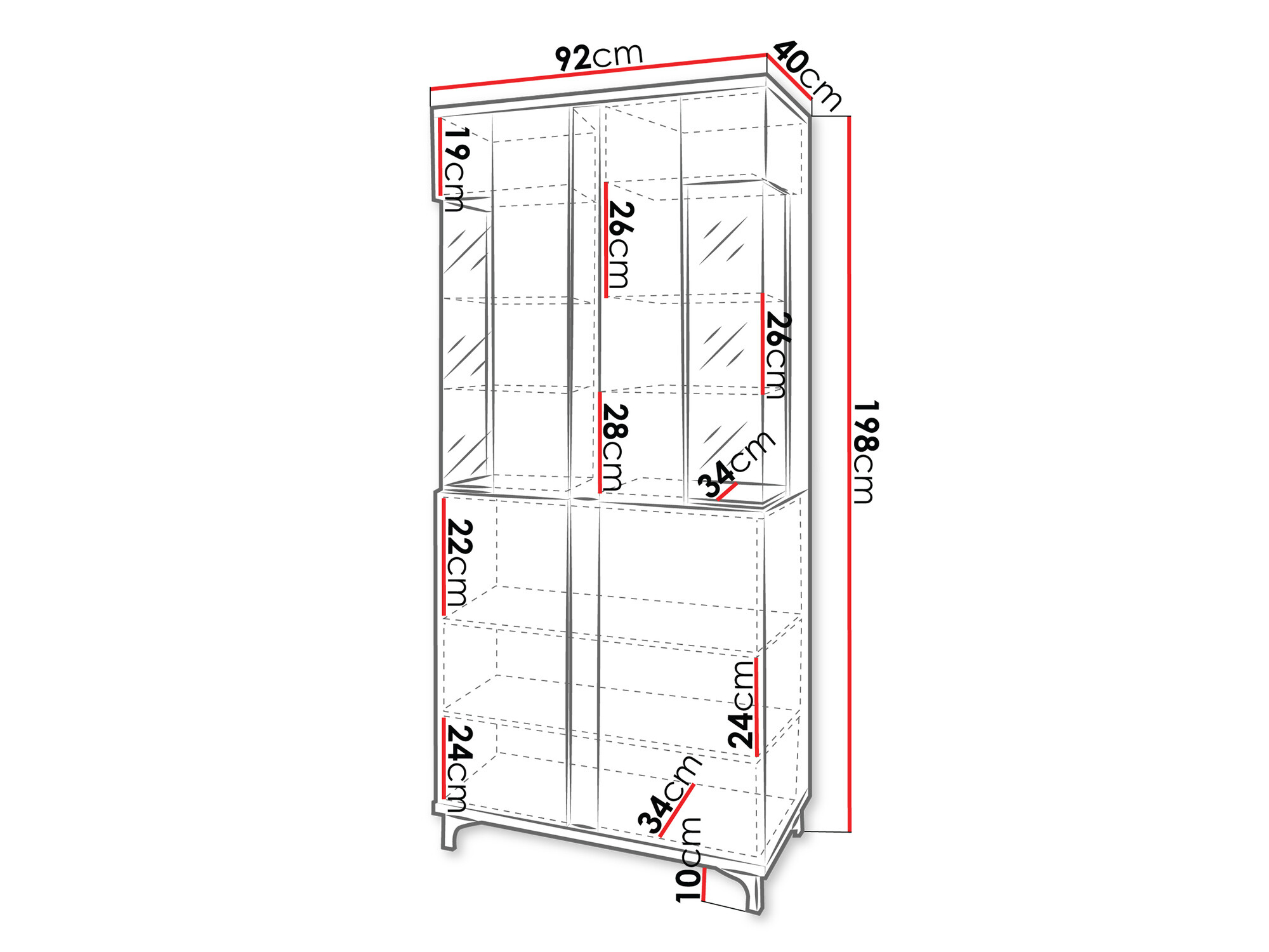 Bookcase Florem IV (White + Glossy white)
