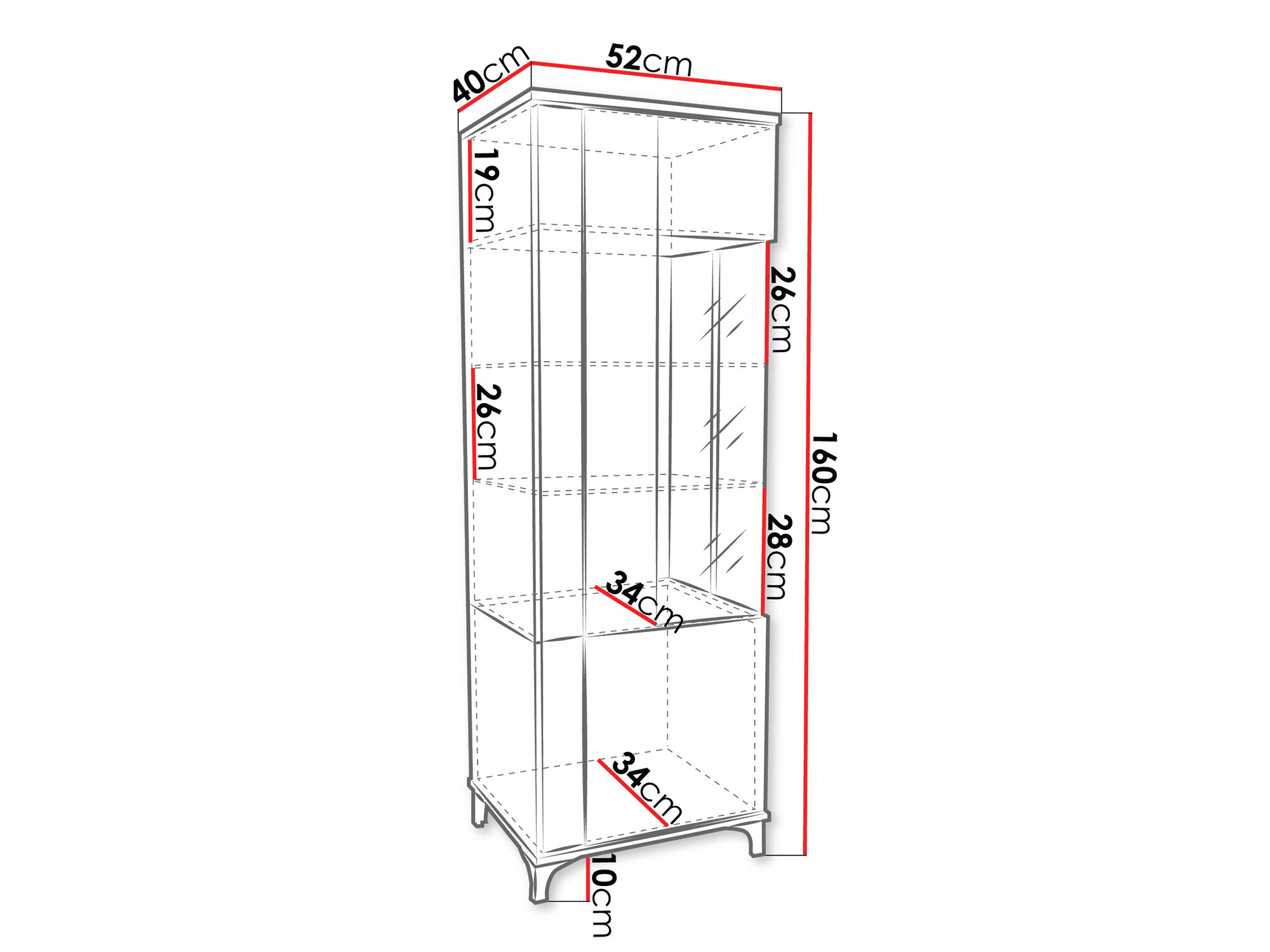 Bookcase Florem (White + Glossy white + Light wood)