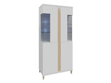 Bookcase Livseri 116 (White + Glossy white + Light wood)