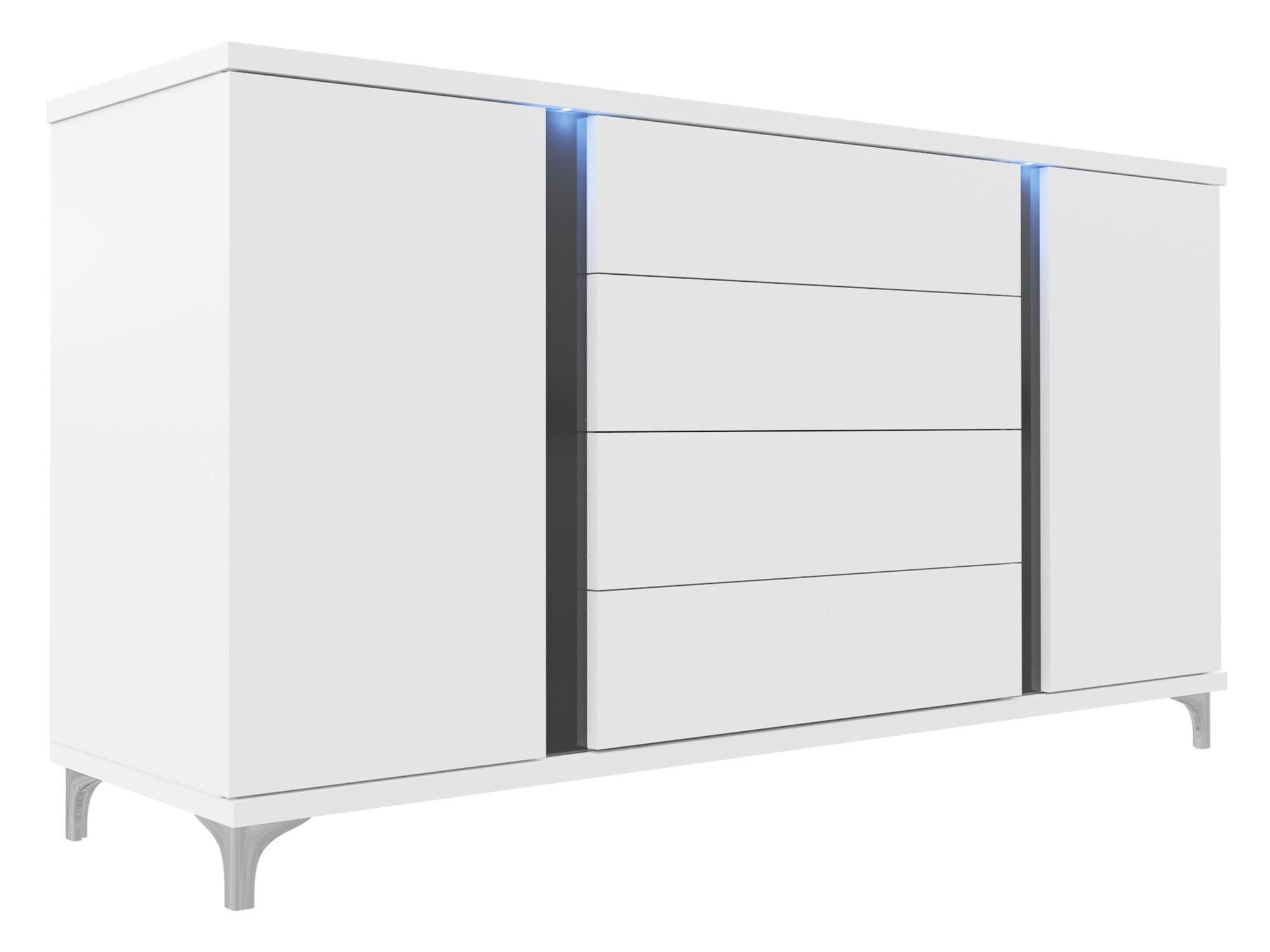 Chest of drawers Florem (White + Glossy white + Glossy black)