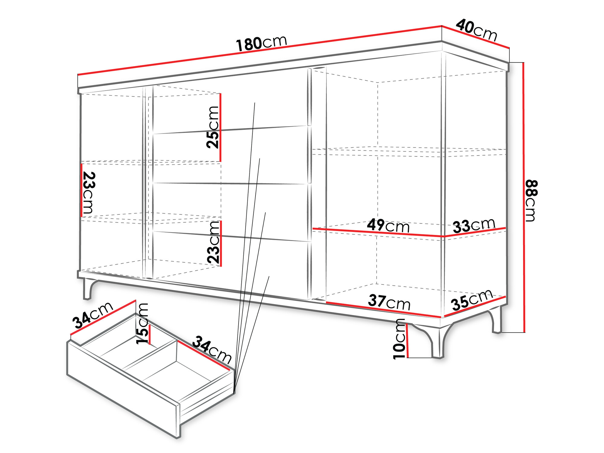 Chest of drawers Florem (White + Glossy white + Light wood)