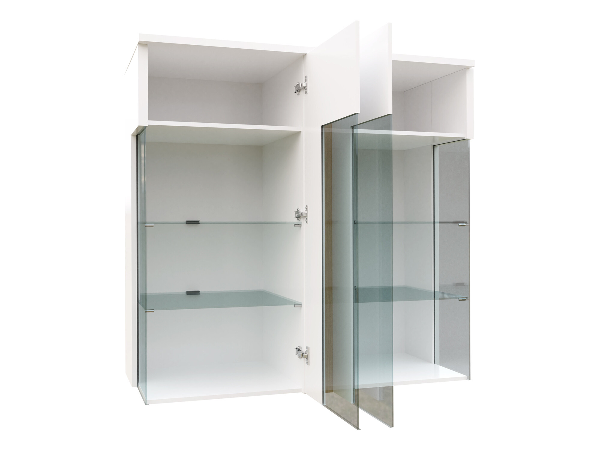 Sideboard Florem III (White + Glossy white + Light wood)