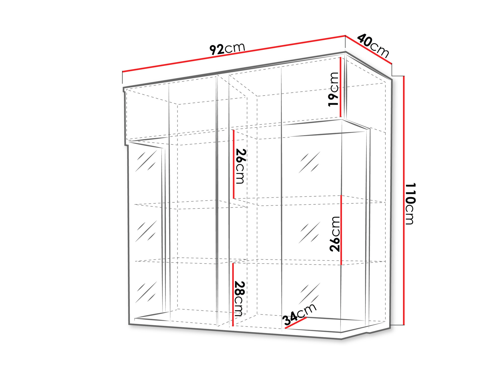 Sideboard Florem III (White + Glossy white + Light wood)