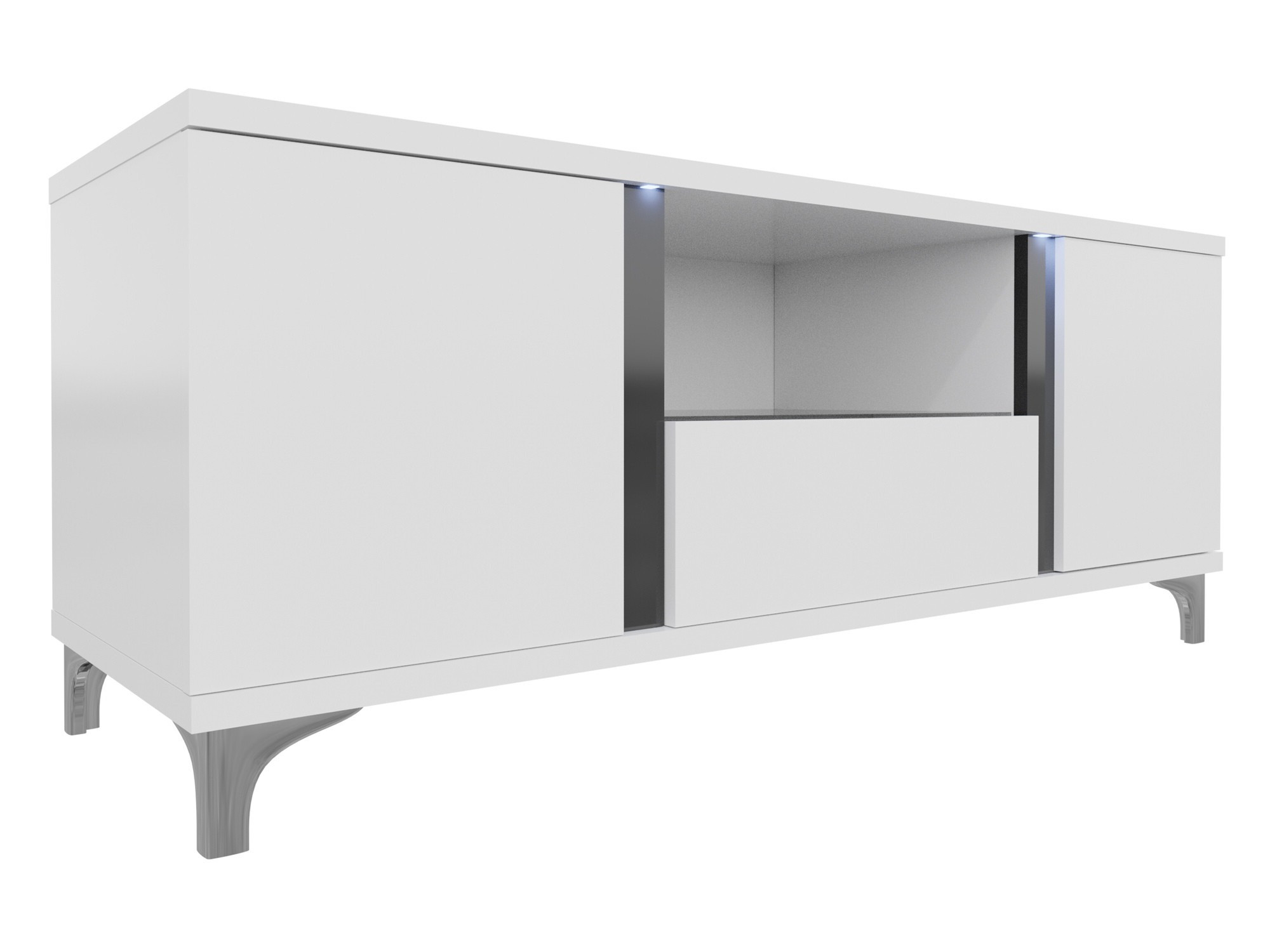TV stand Florem (White + Glossy white + Glossy black)