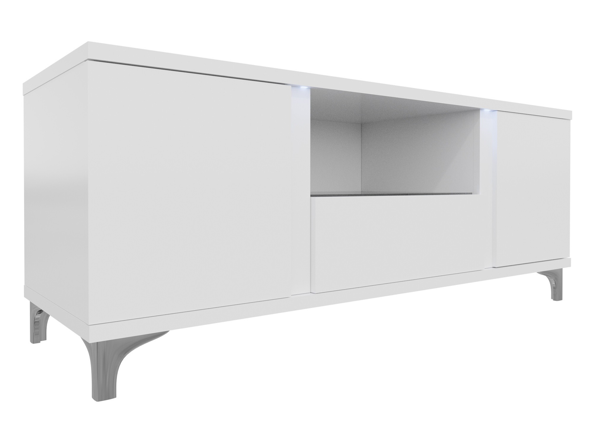 TV stand Florem (White + Glossy white)