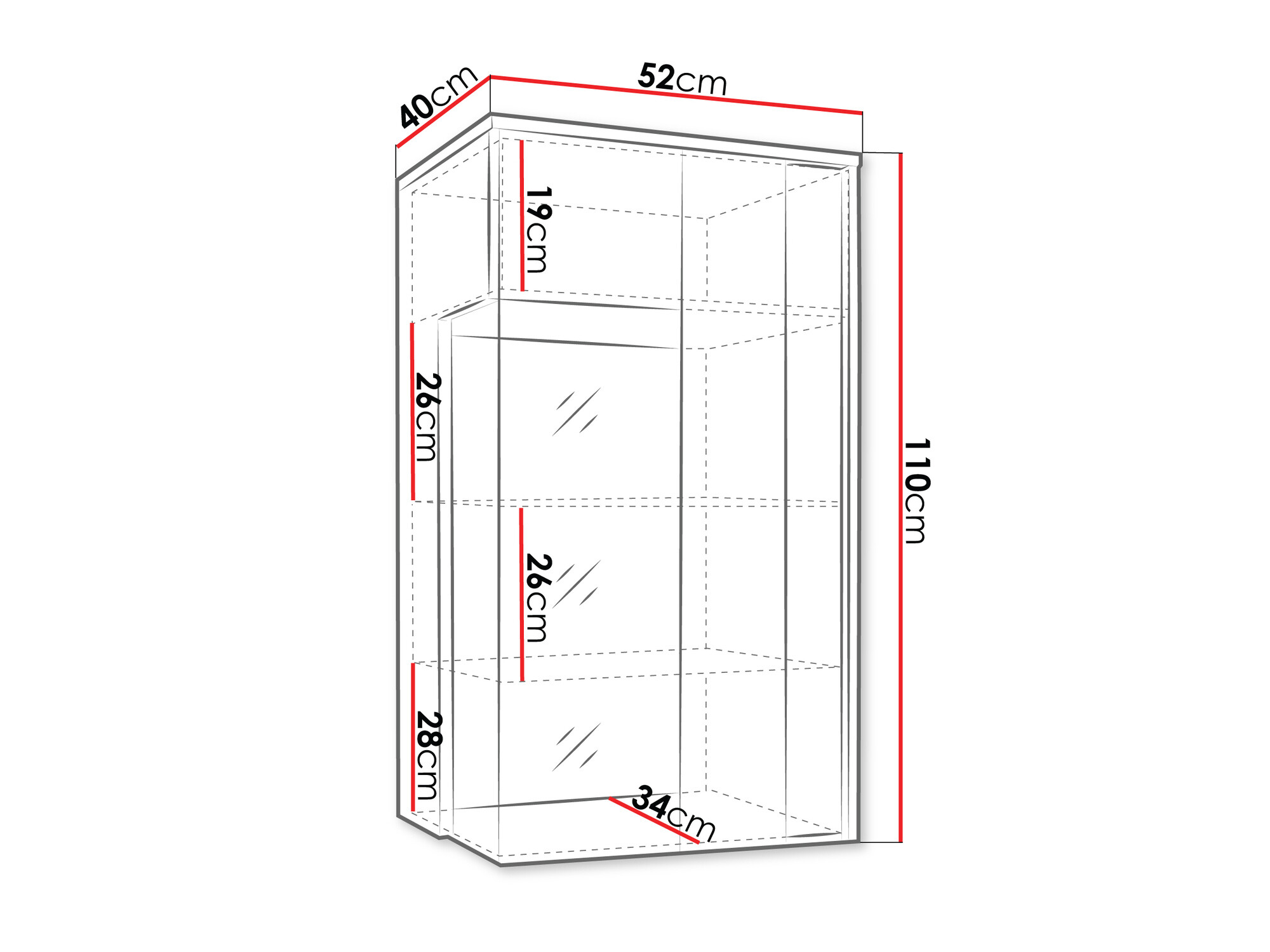 Wall cabinet Florem I (White + Glossy white + Light wood)