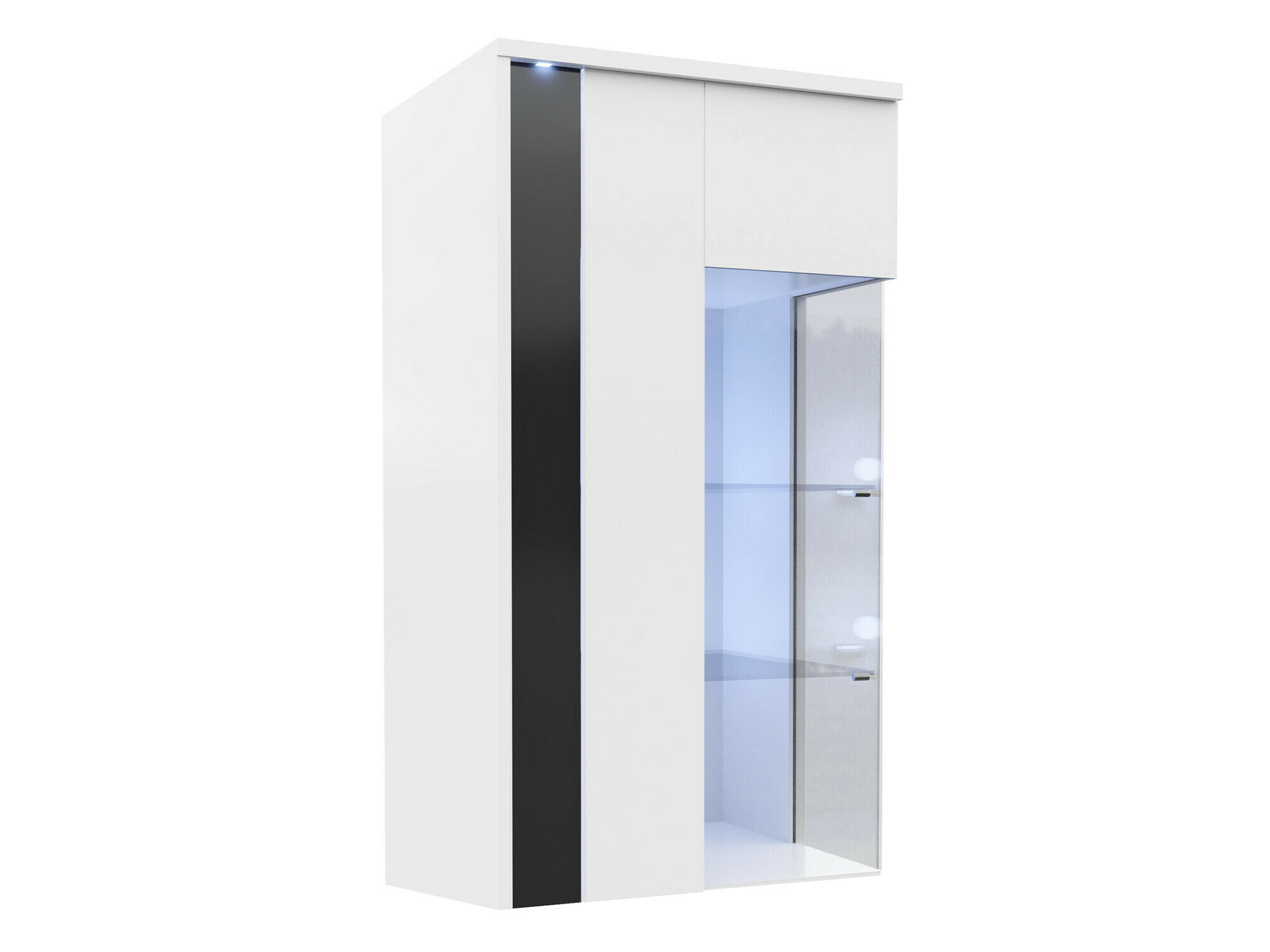Wall cabinet Florem (White + Glossy white + Glossy black)