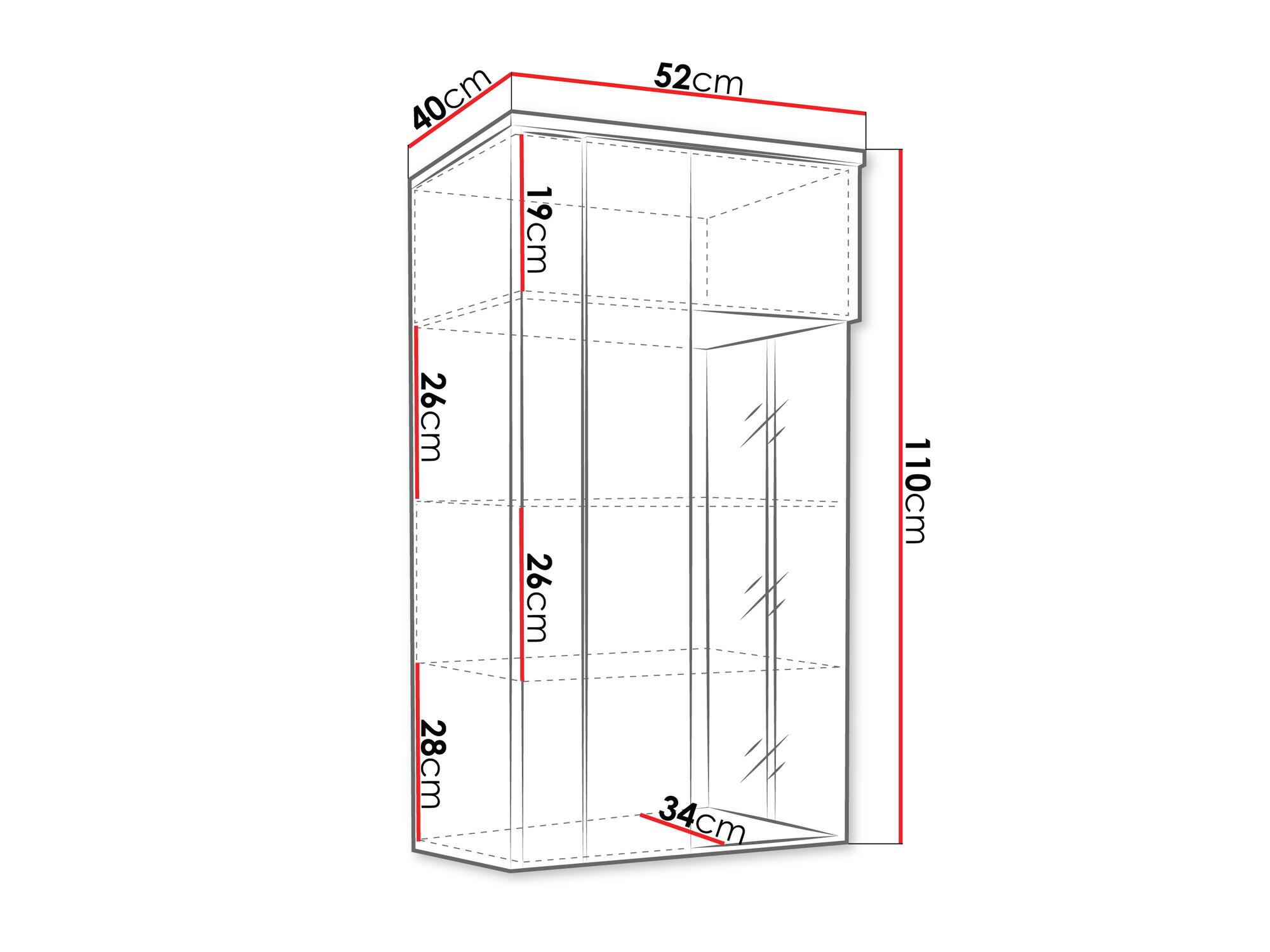 Wall cabinet Florem (White + Glossy white + Light wood)