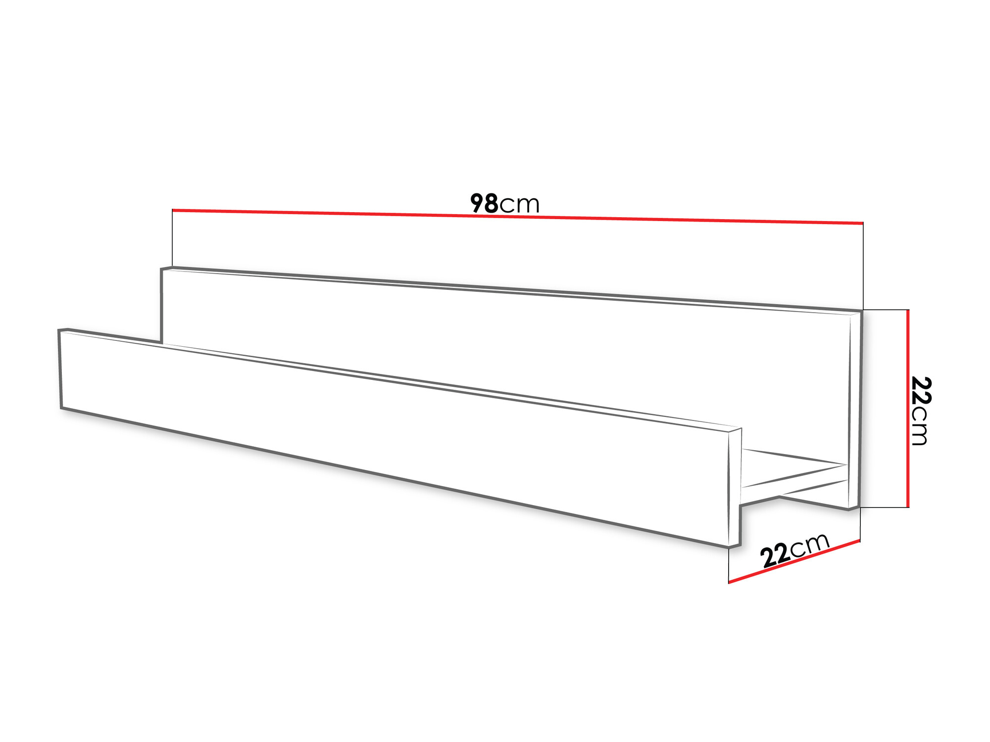 Wall shelf Florem (White + Glossy white + Light wood)