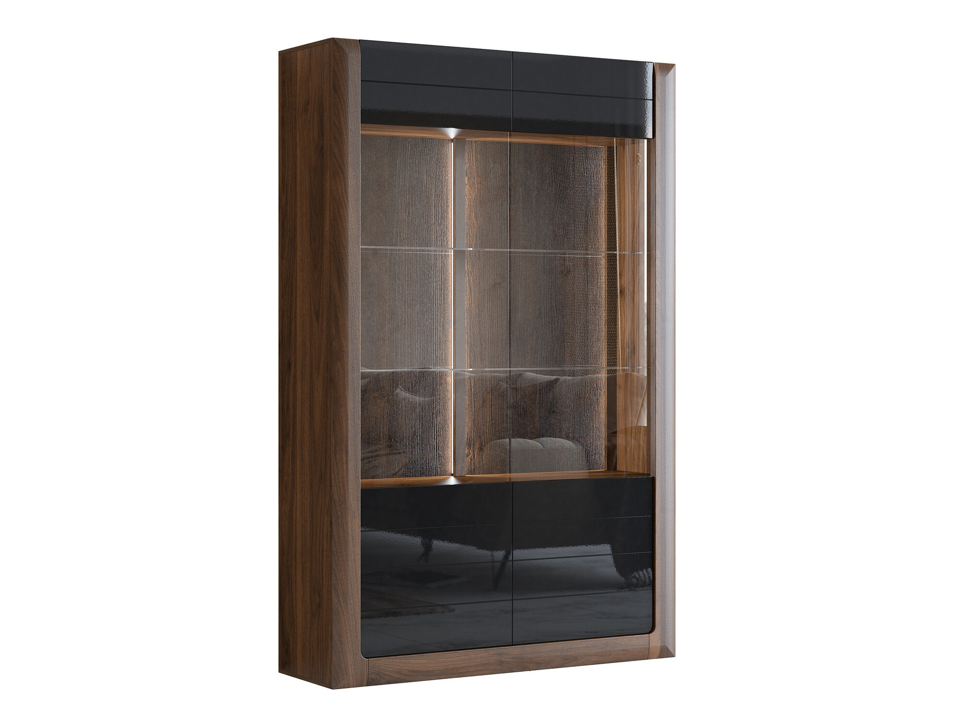 Bookcase Sovera 102 (Nut + Glossy black)