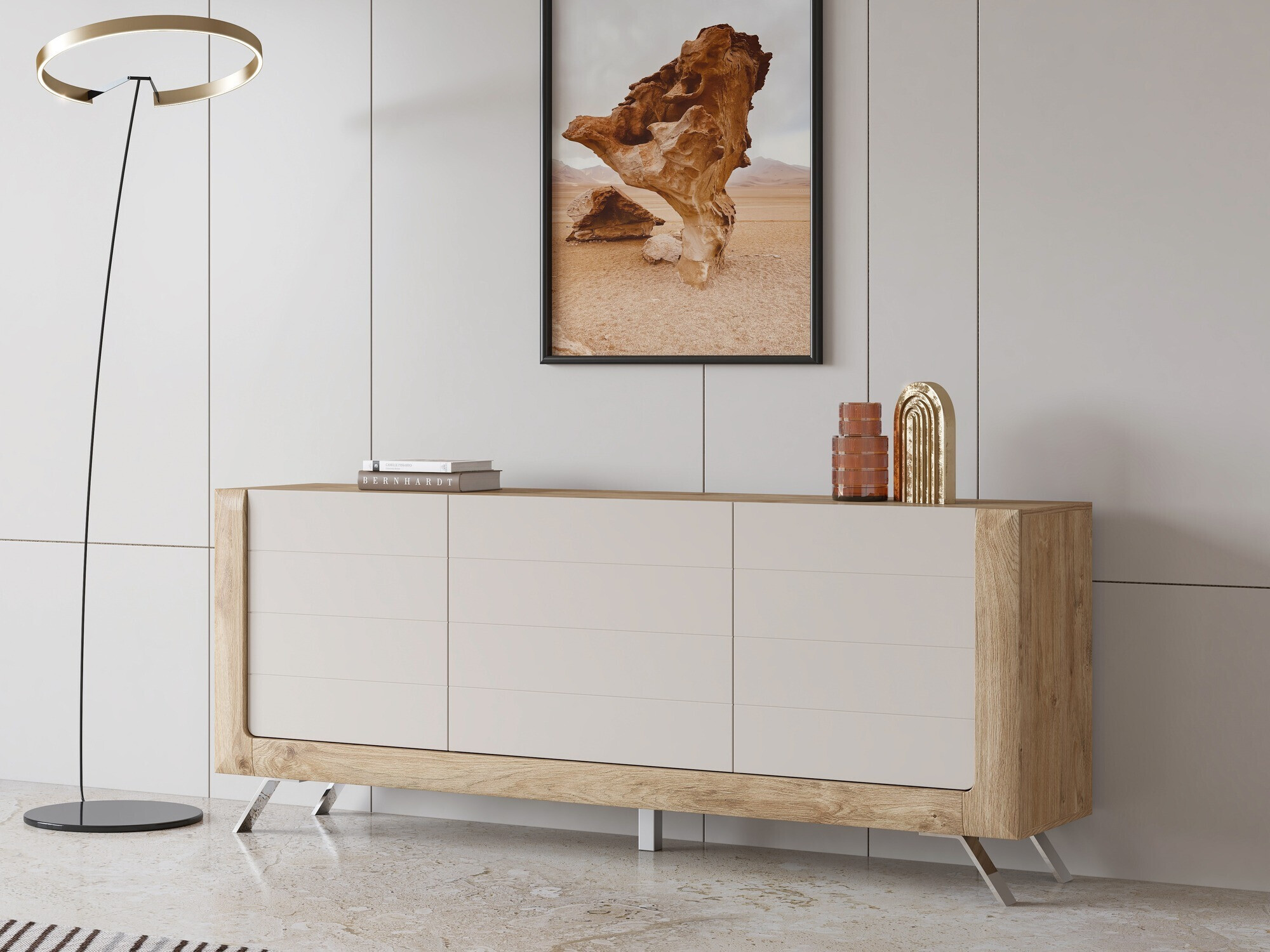 Sideboard Sovera 103 (Golden oak + Cashmere)