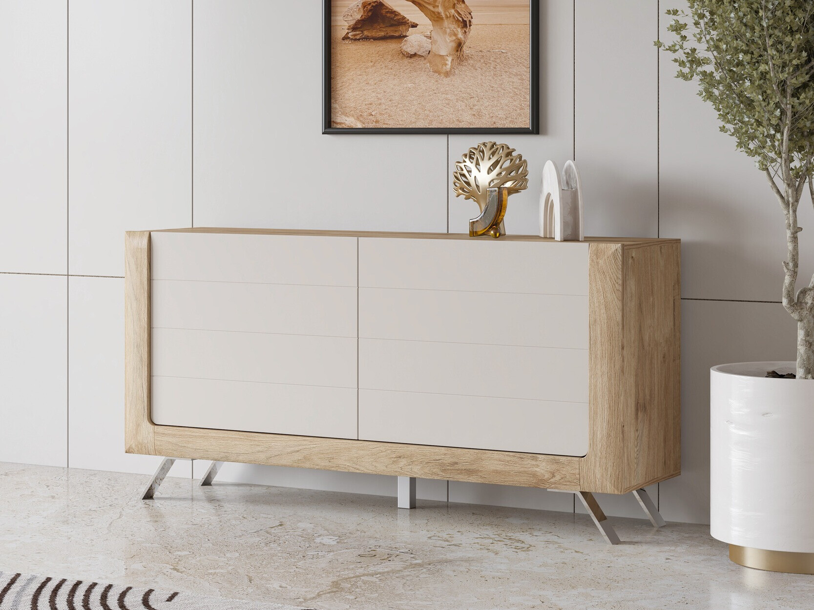 Sideboard Sovera 107 (Golden oak + Cashmere)