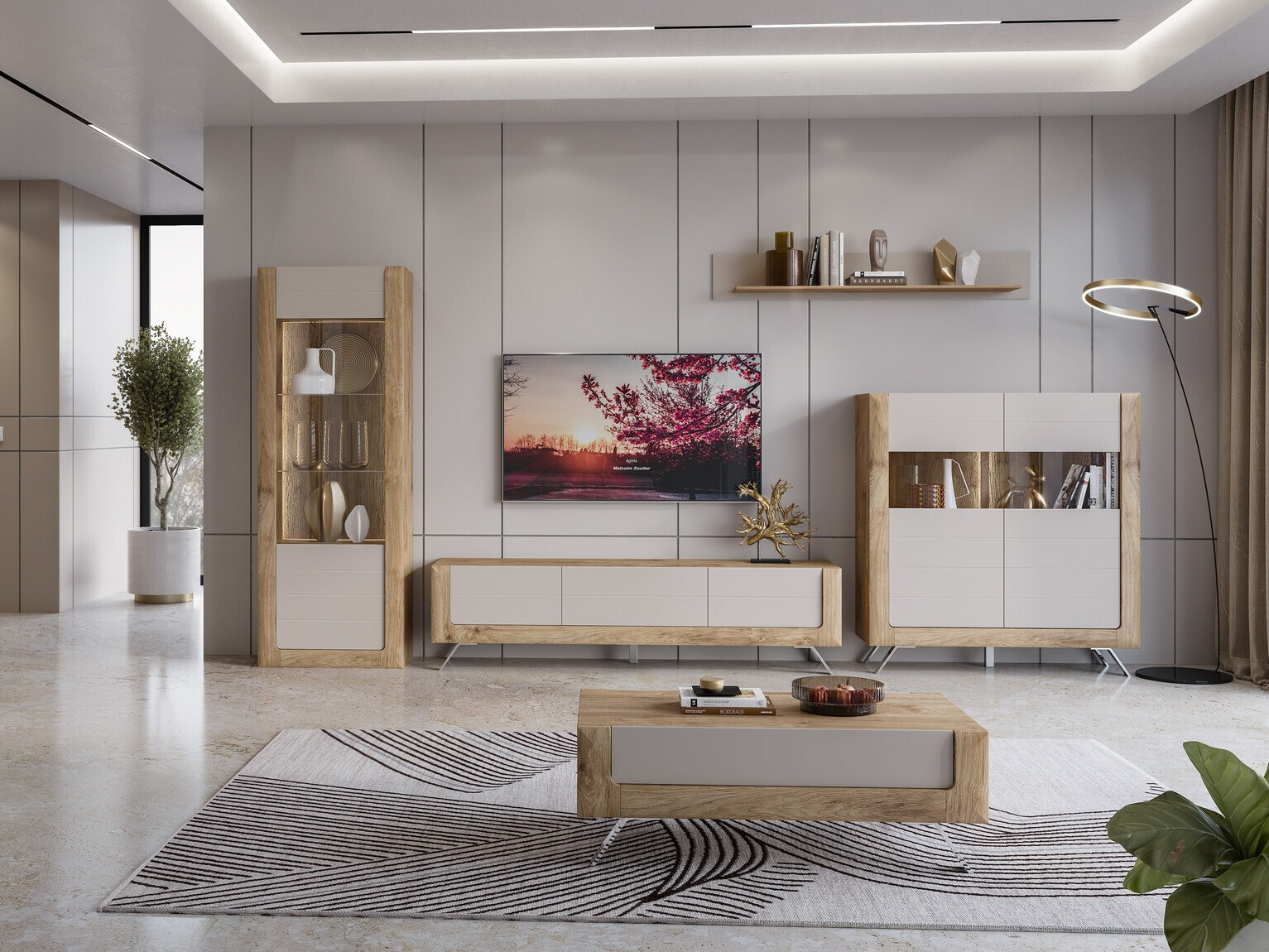 Sideboard Sovera 107 (Golden oak + Cashmere)