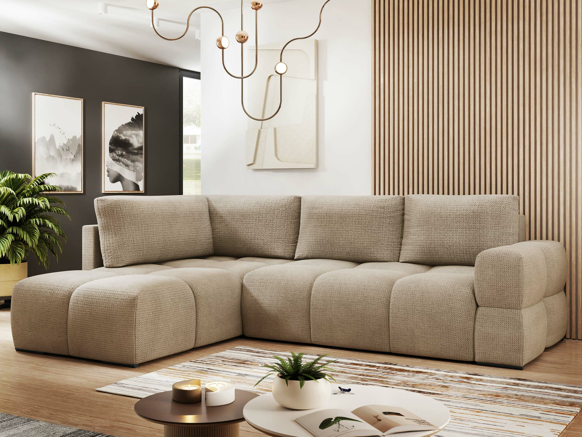 Corner sofa Lincoln 198 (Artico Beige)