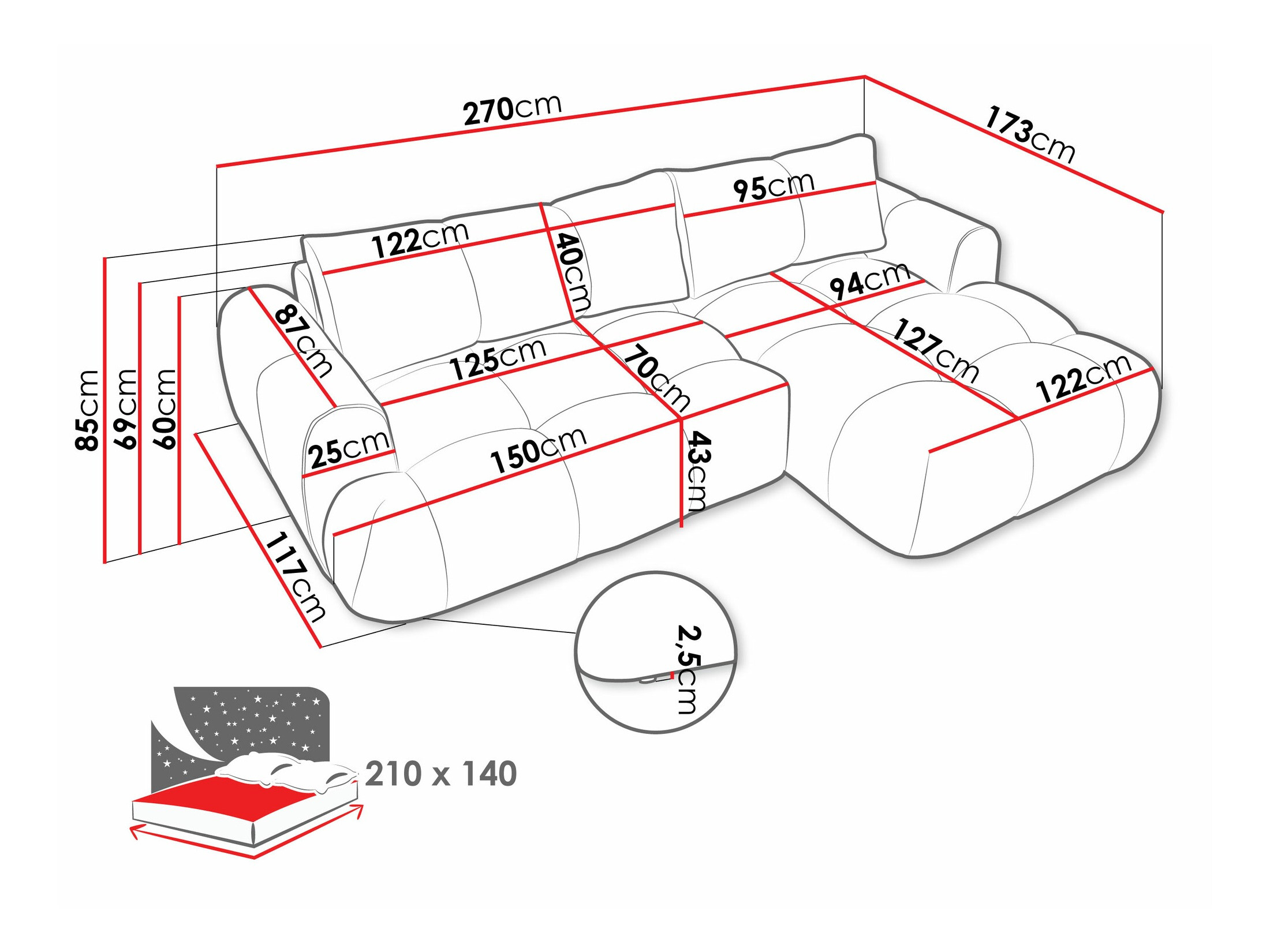 Corner sofa TrendyNest Ansera I (Now or never 03)