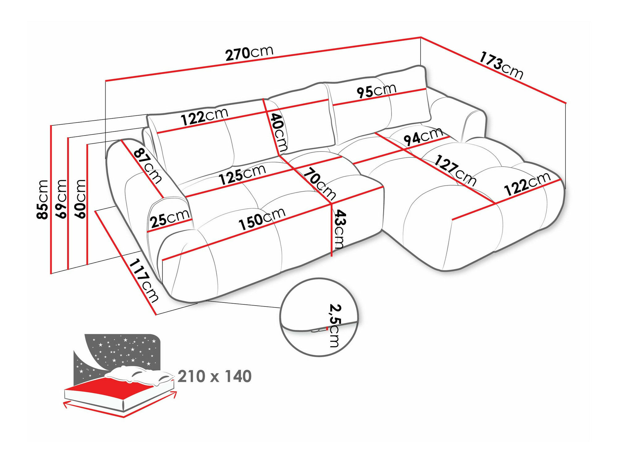 Corner sofa TrendyNest Ansera I (Now or never 83)