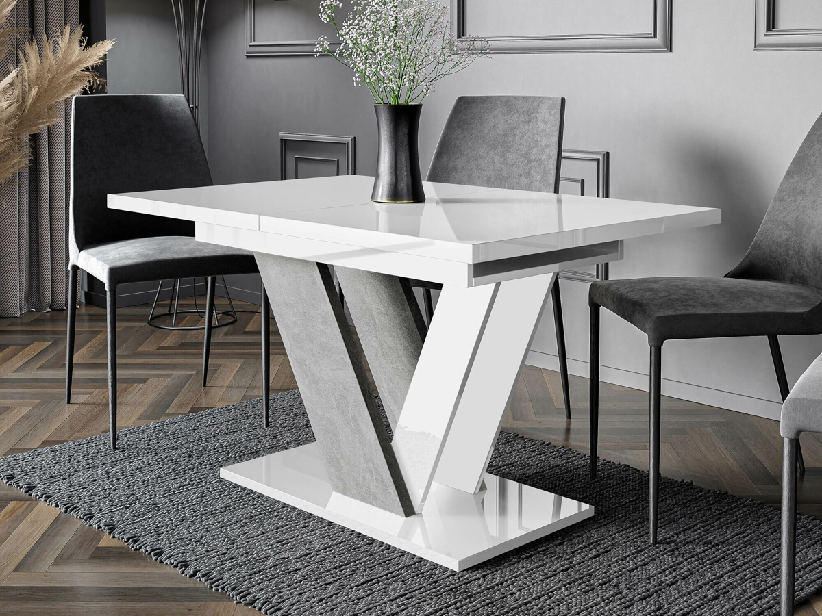 Table Goodyear 131 (Glossy white + Concrete)