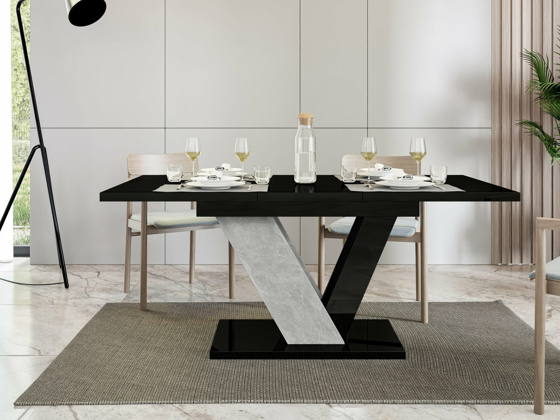 Table Violium (Glossy black + Concrete)