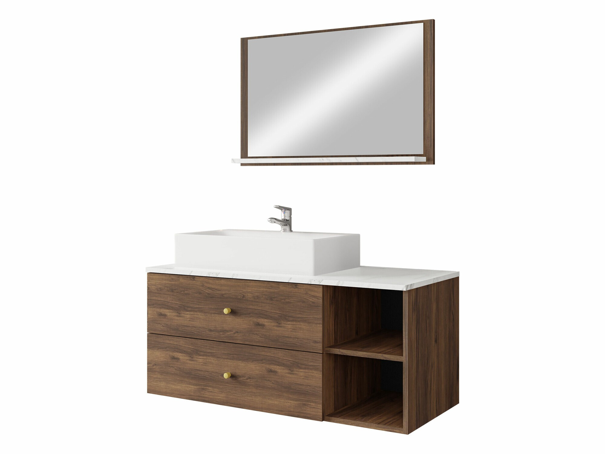Bathroom set Salus I (Walnut + White marble)