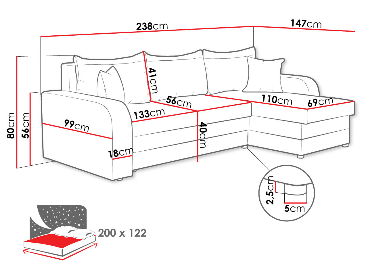Corner sofa Comfivo Melissa (Mikrofaza 15 + Mikrofaza 22)