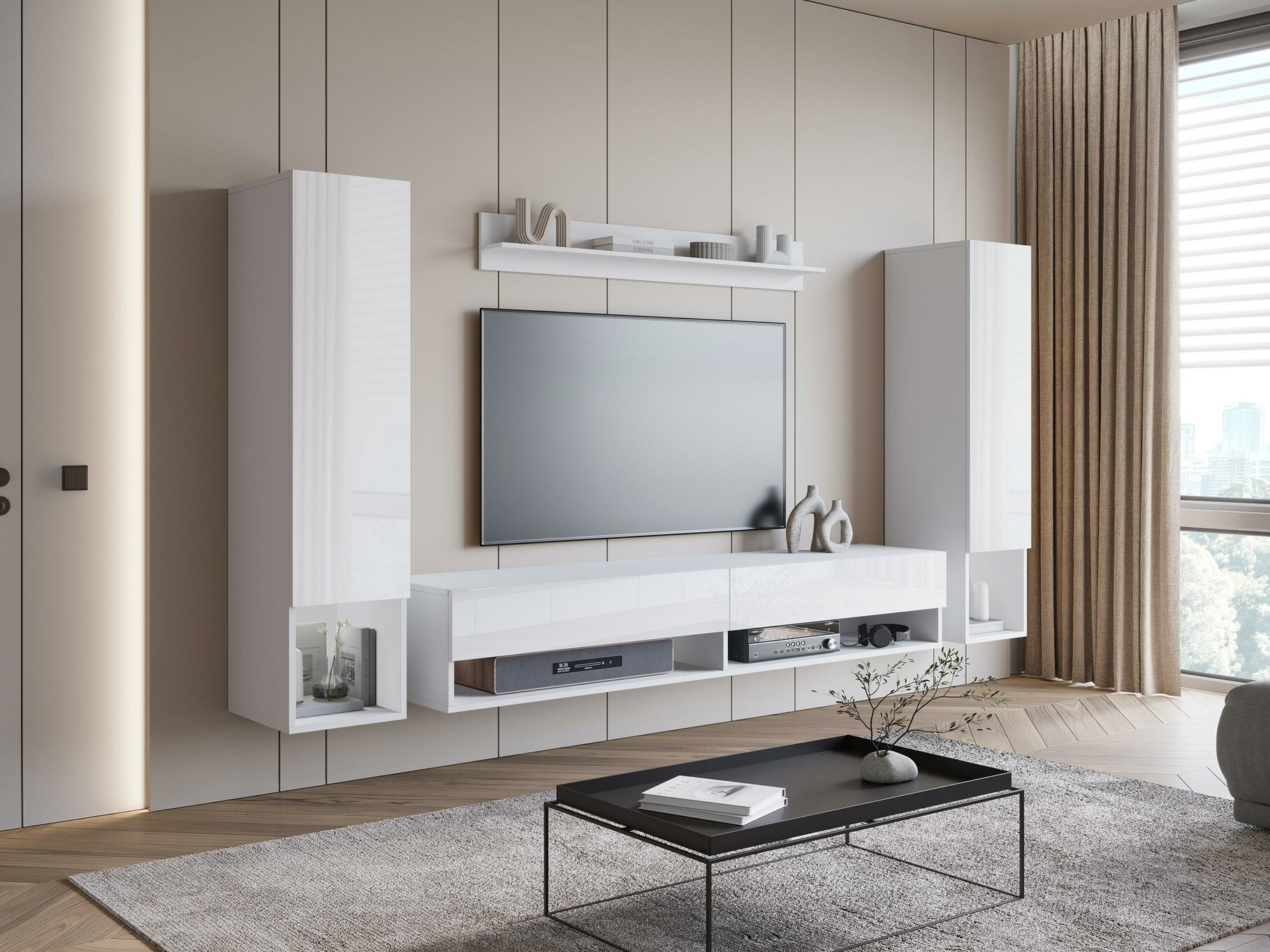 Living room set Sarasota 176 (White + Glossy white)