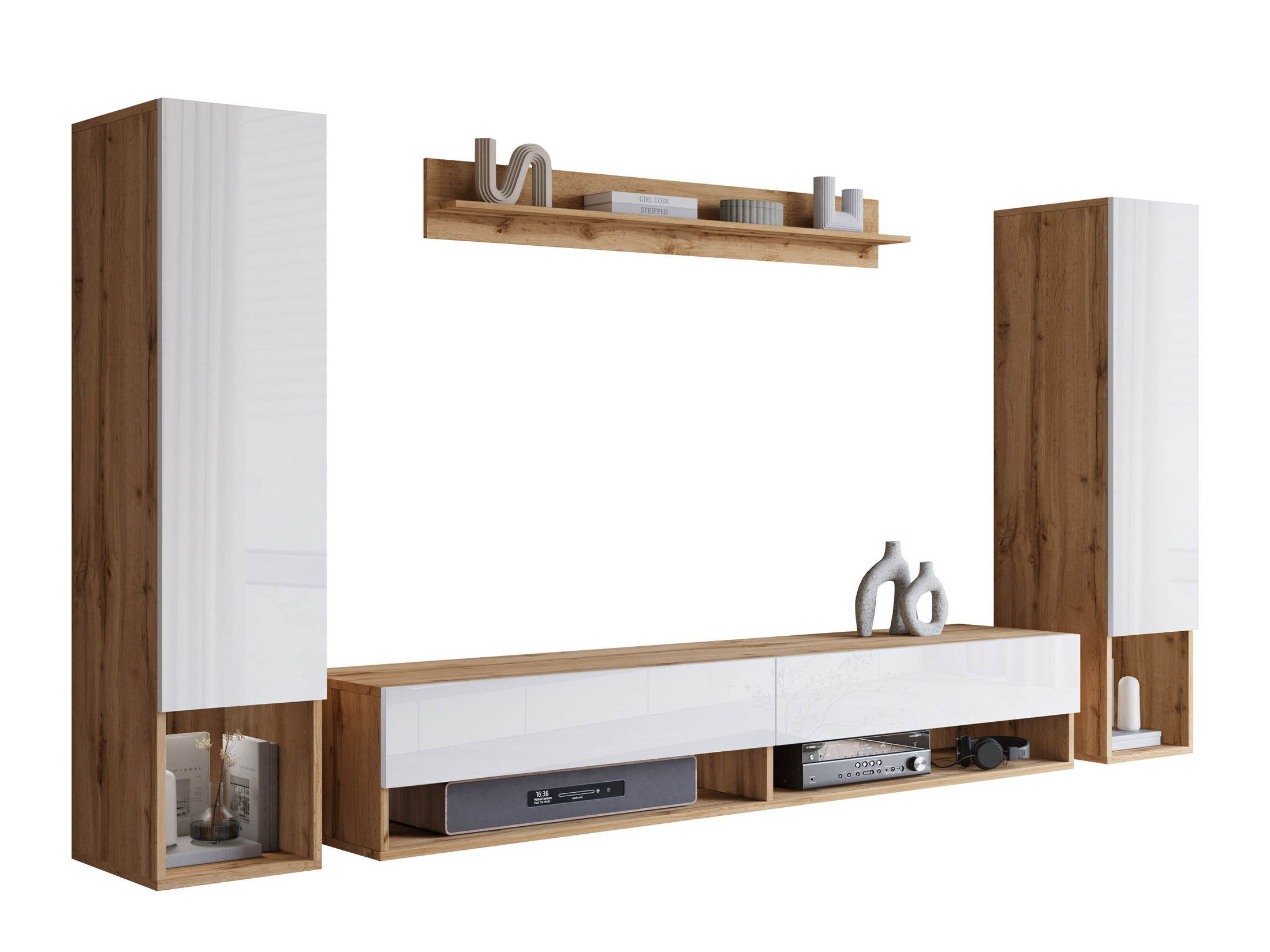 Living room set Sarasota 176 (Wotan Oak + Glossy white)