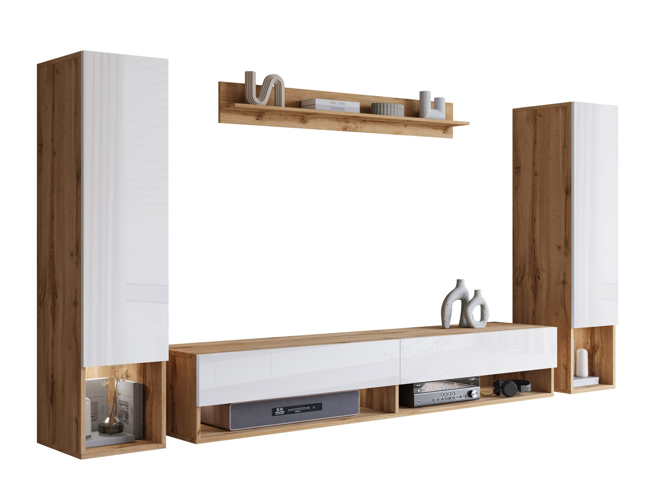 Living room set Sarasota 176 (Wotan Oak + Glossy white)