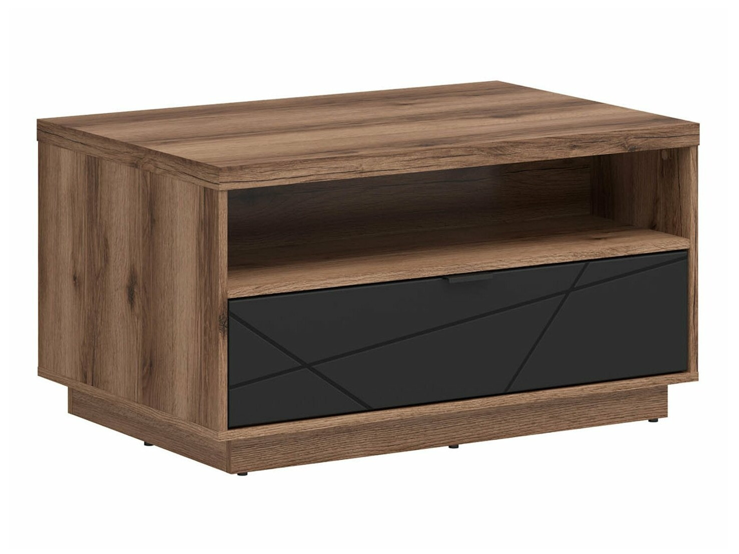 Coffee table Fivale 117 (Dark Delano oak + Matte black)