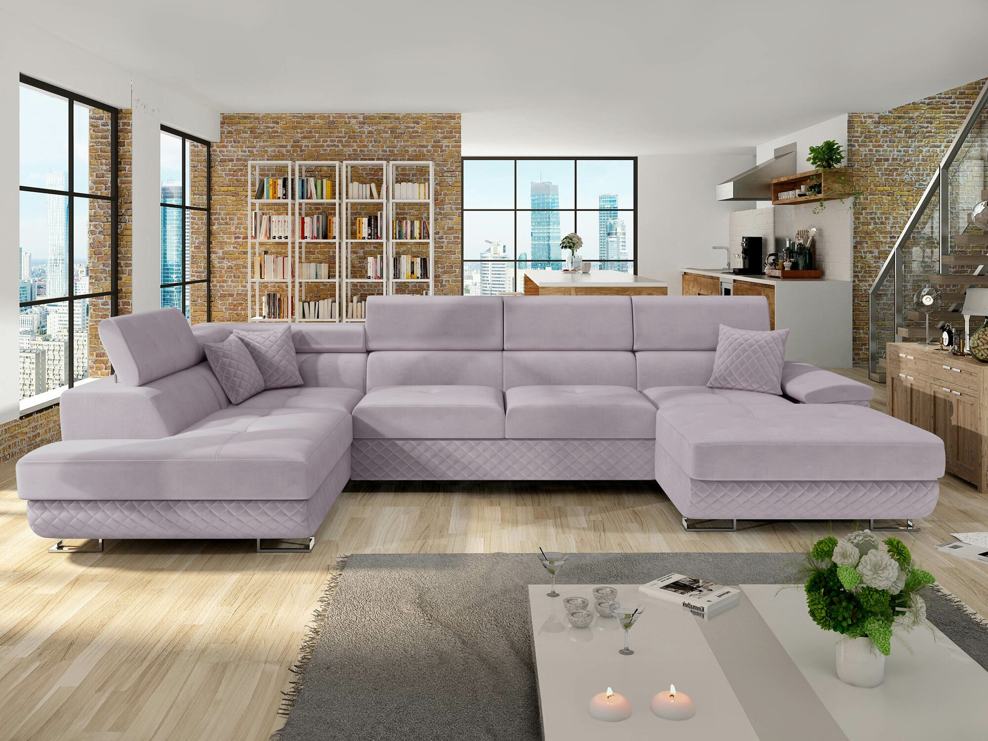 Corner sofa Comfivo Ruta V (Prestige 2765 Karo + Prestige 2765)
