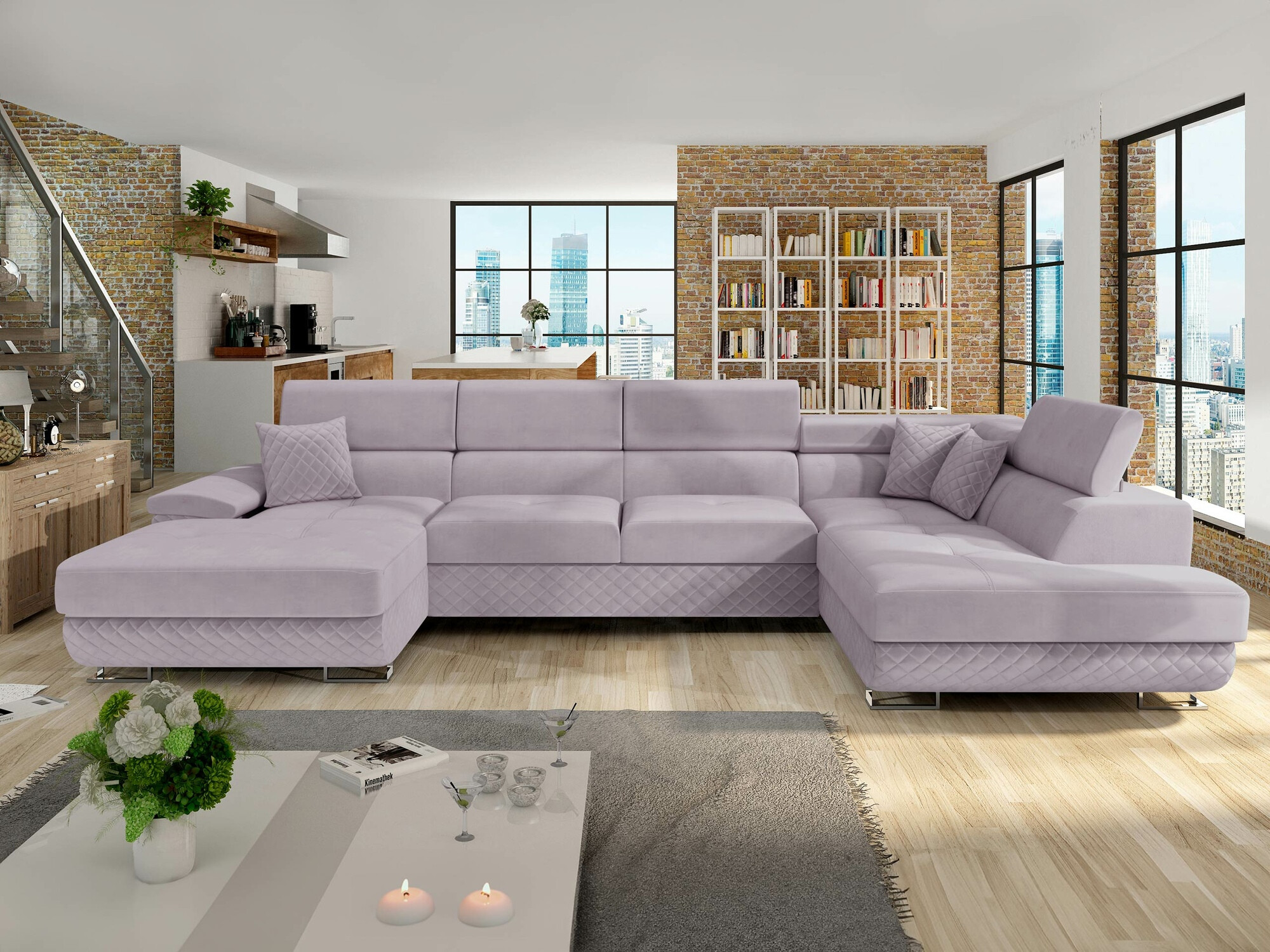 Corner sofa Comfivo Ruta V (Prestige 2765 Karo + Prestige 2765)