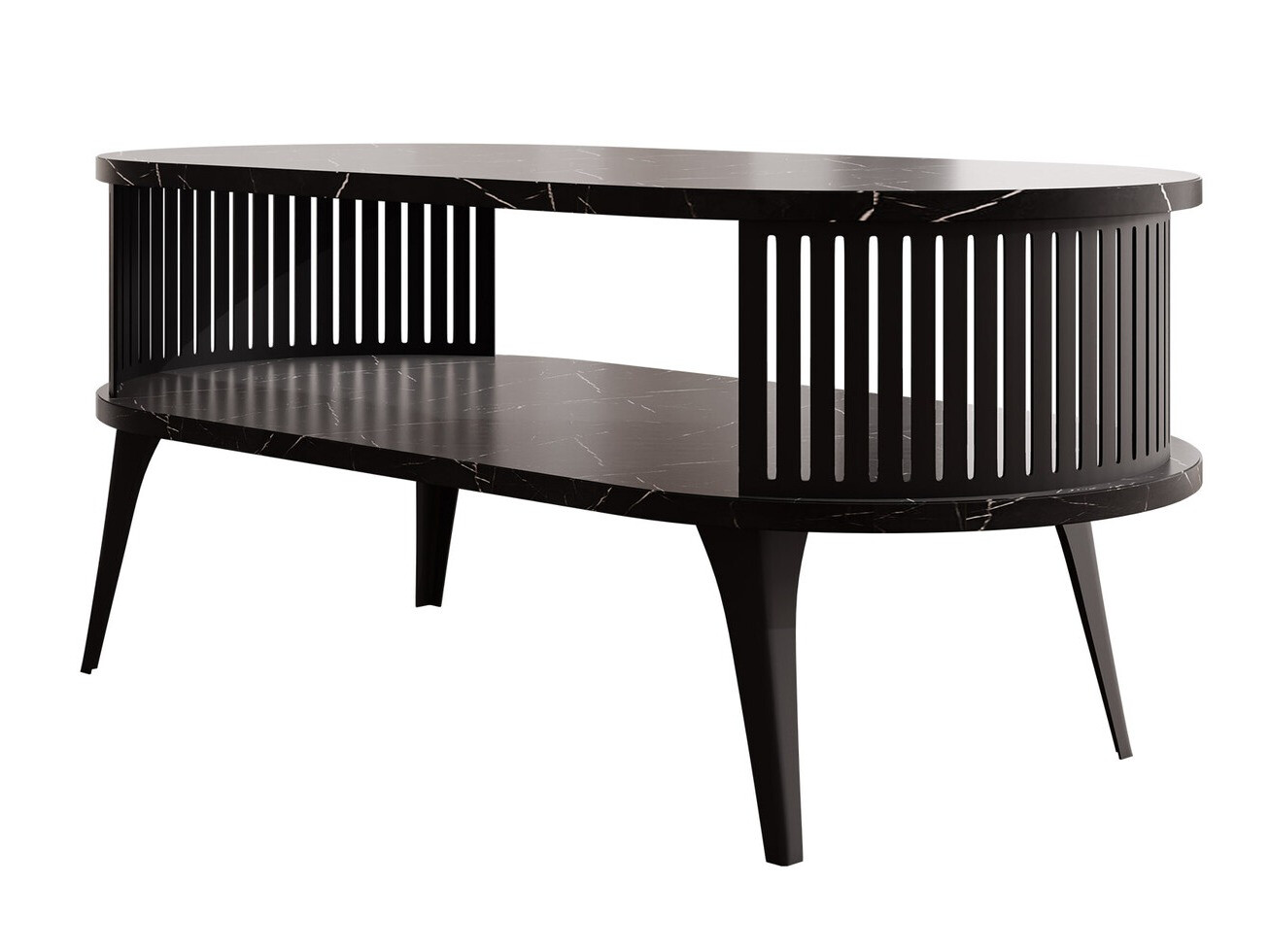 Coffee table Vitum III (Black + Black marble)