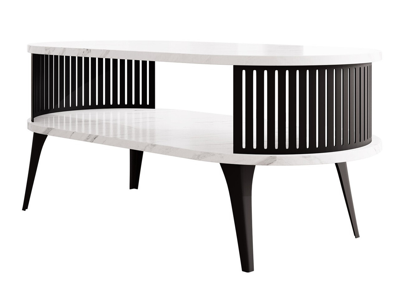 Coffee table Vitum III (Black + White marble)