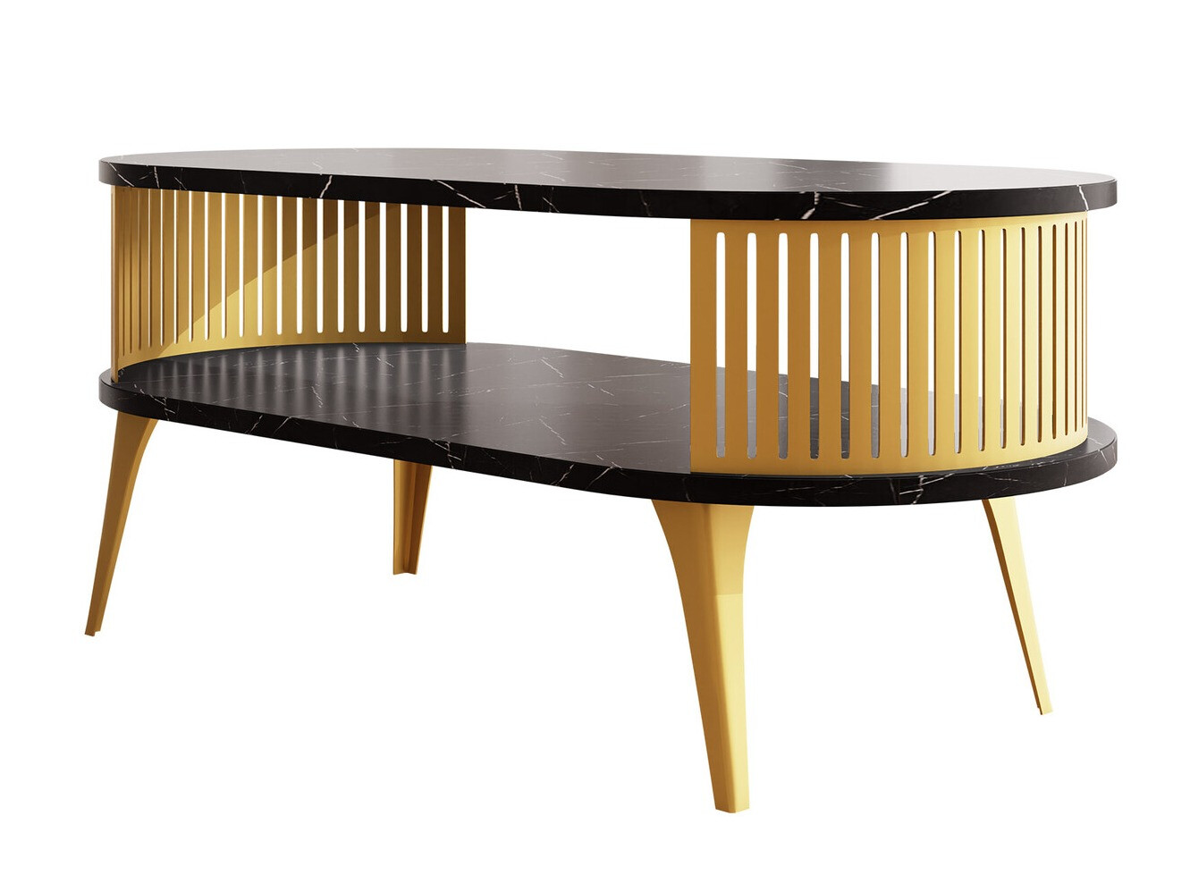 Coffee table Vitum IV (Golden + Black marble)