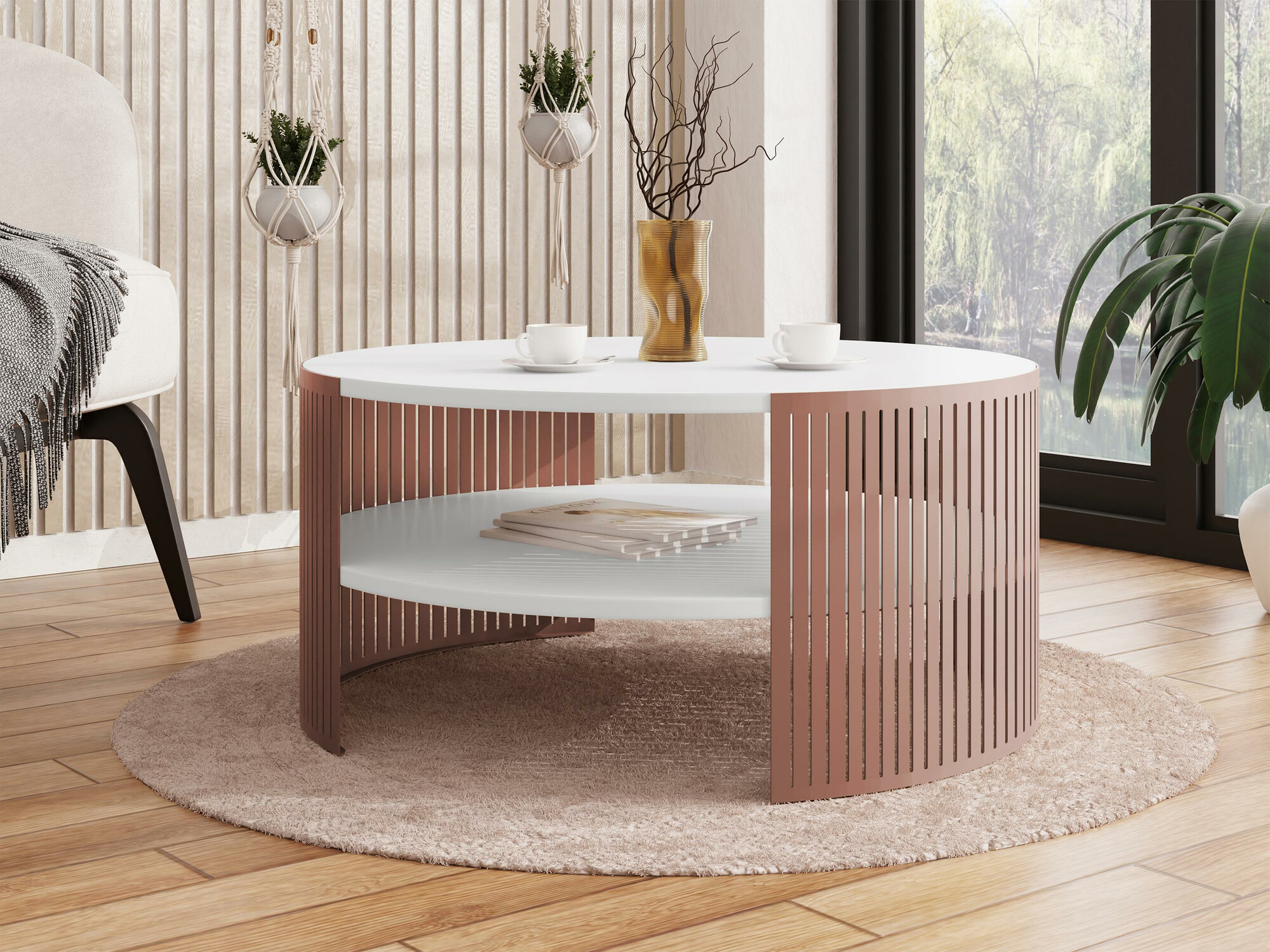 Coffee table Civer II (Pink + White)