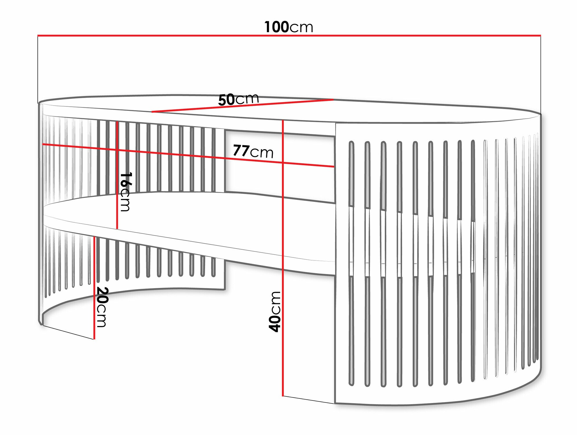 Coffee table Civer III (Black + White)