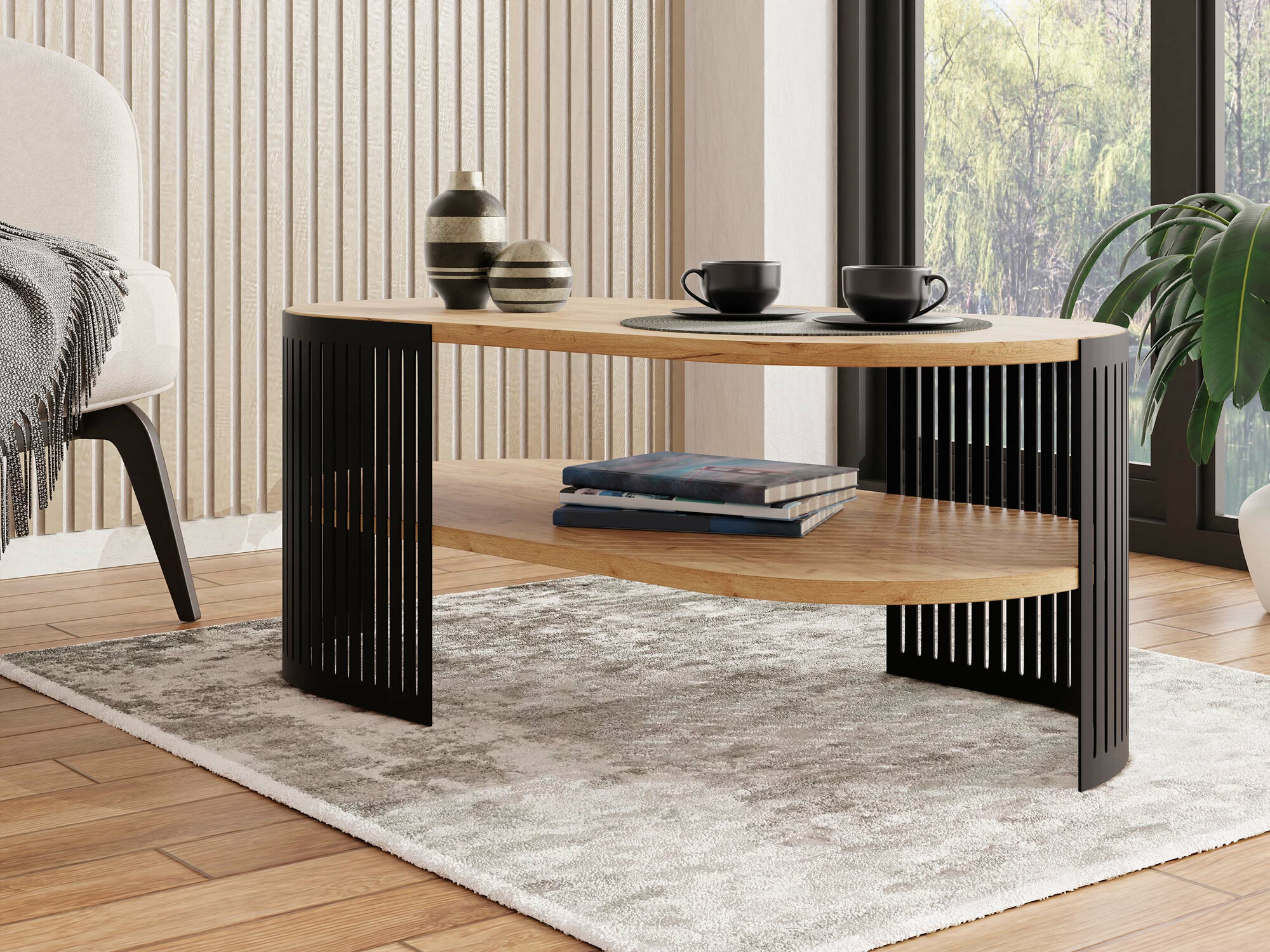 Coffee table Civer VI (Black + Craft golden oak)
