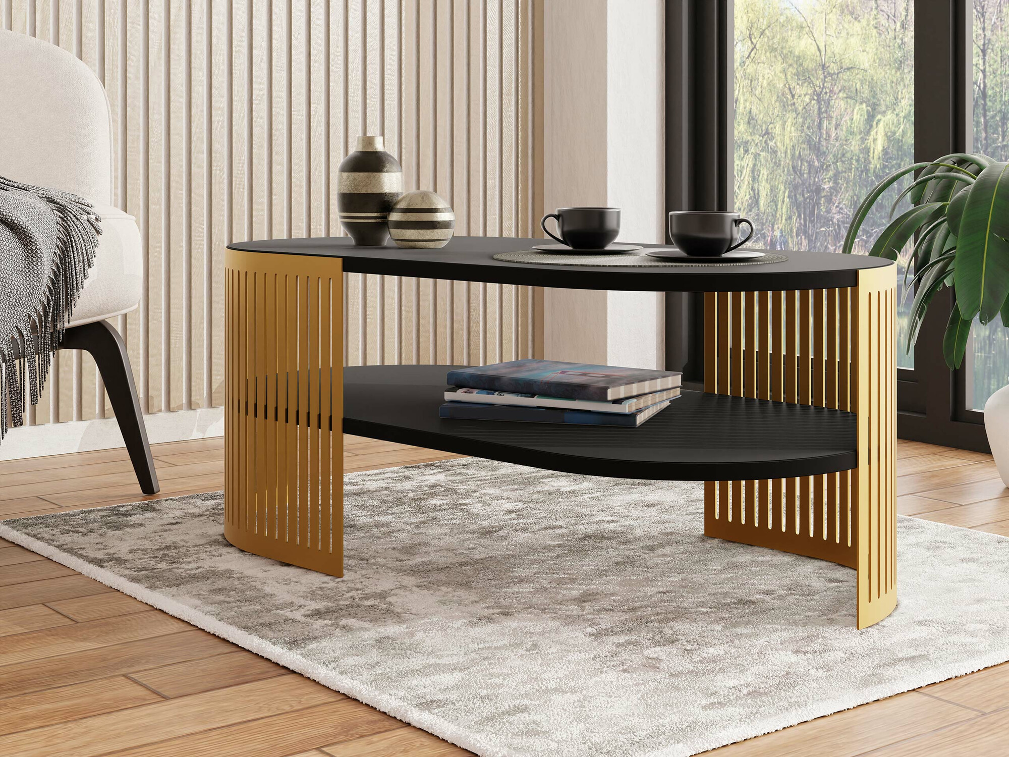 Coffee table Civer VII (Golden + Black)
