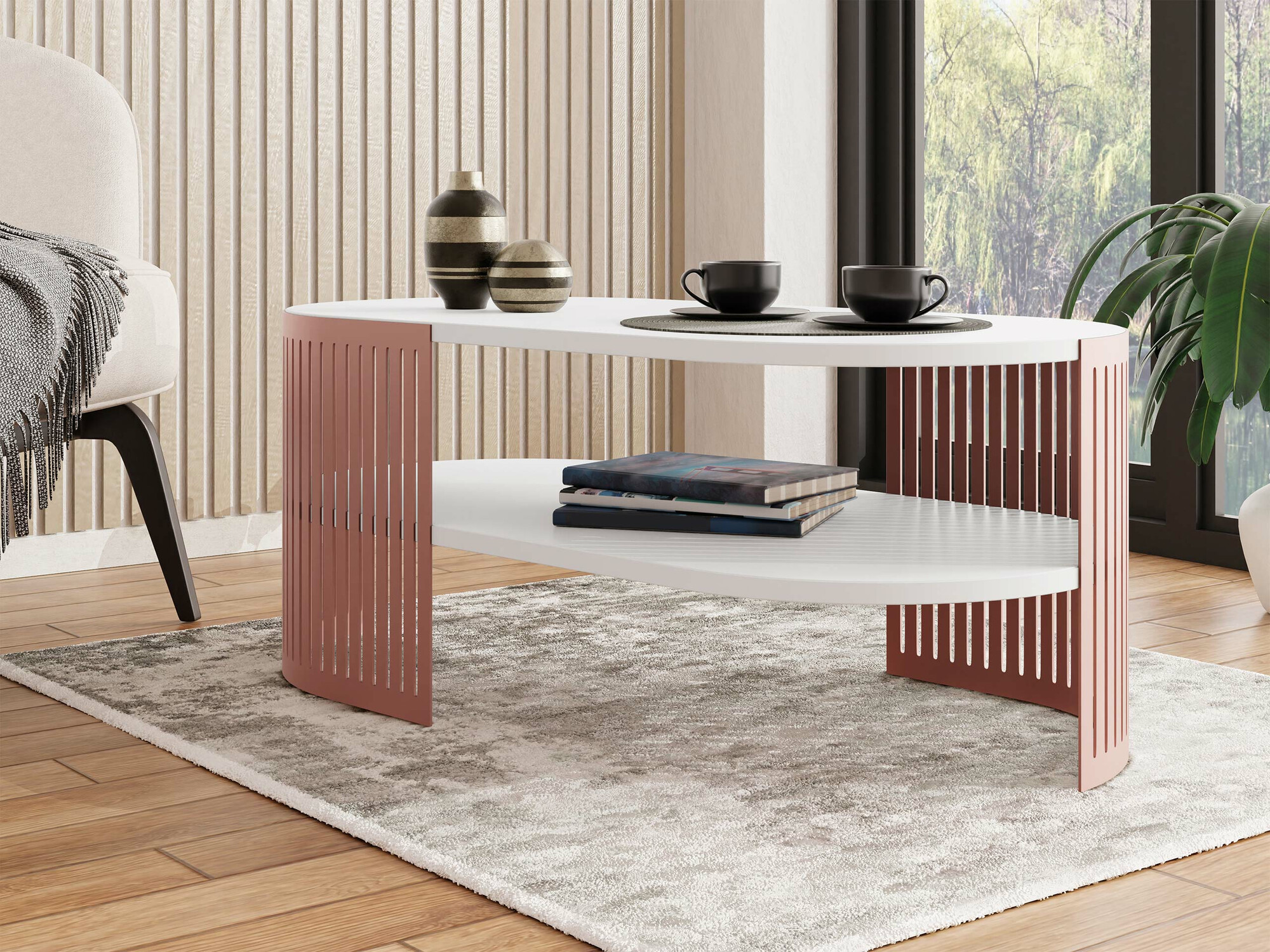 Coffee table Civer VII (Pink + White)