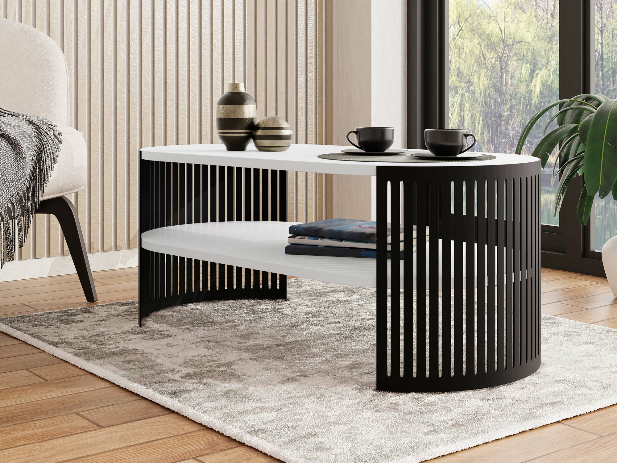 Coffee table Evanola 103 (Black + White)