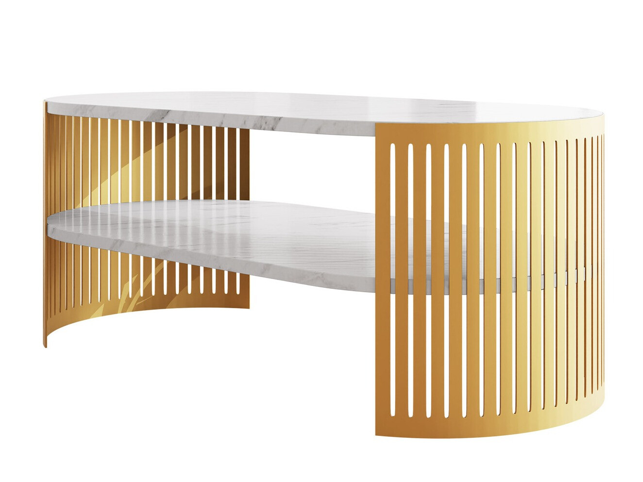 Coffee table Evanola 104 (Golden + White marble)