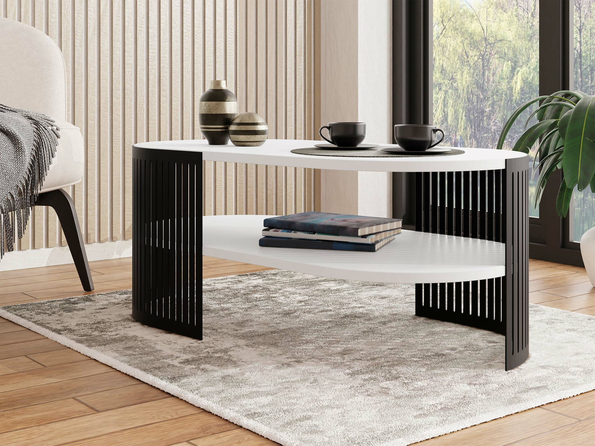Coffee table Evanola 106 (Black + White)