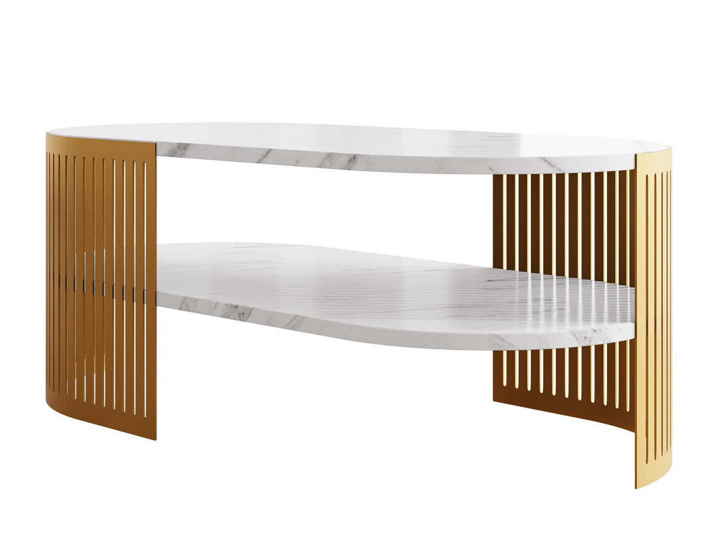 Coffee table Evanola 107 (Golden + White marble)