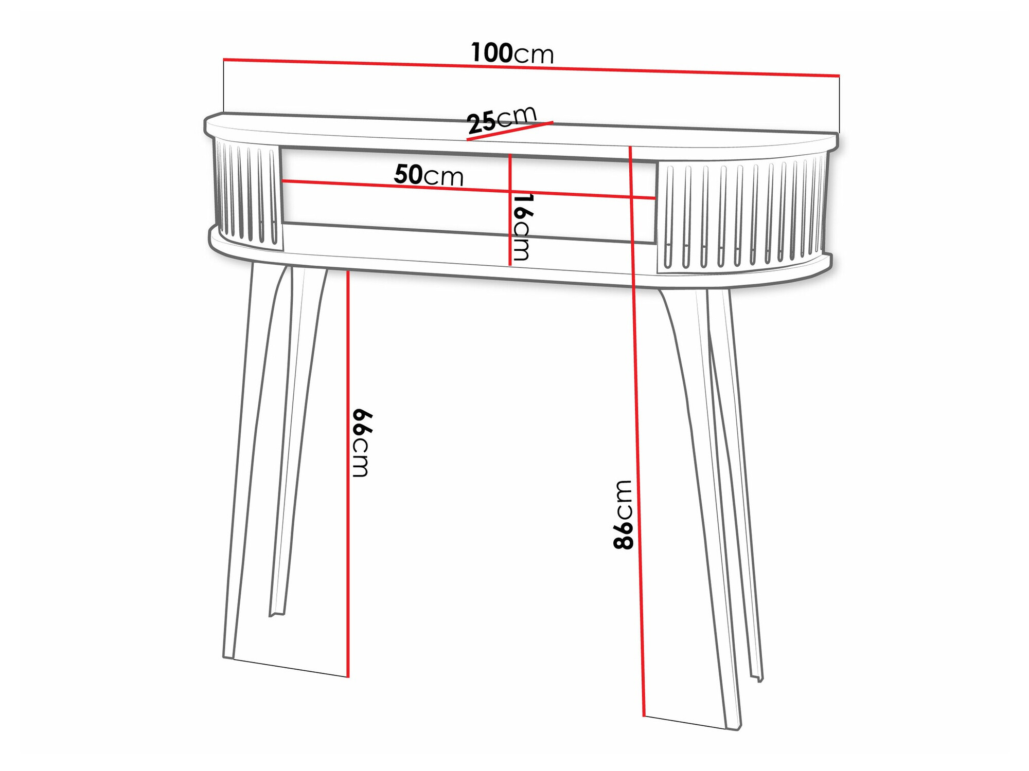 Console table Vitum (Black + Black marble)