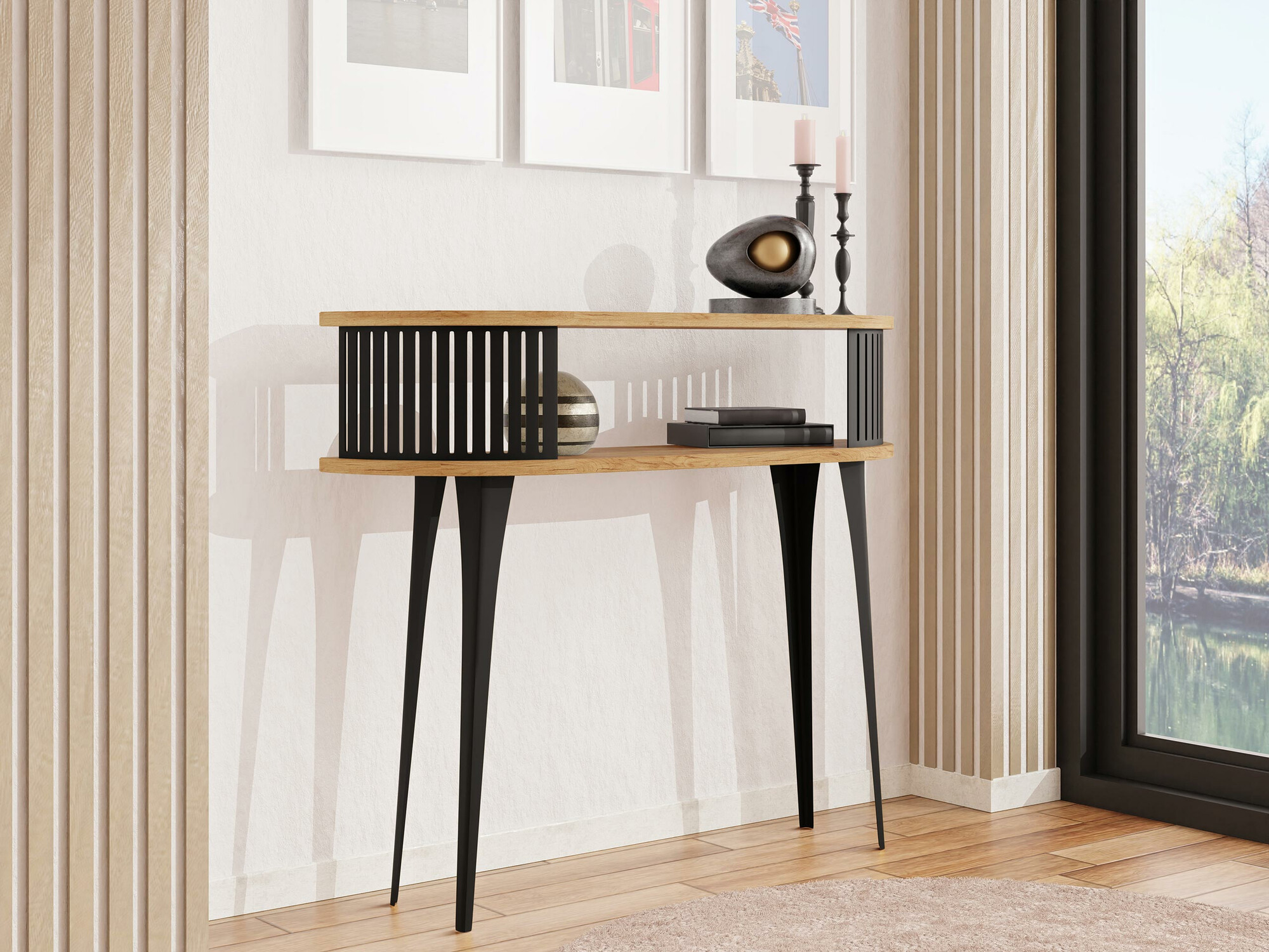 Console table Vitum (Black + Craft golden oak)
