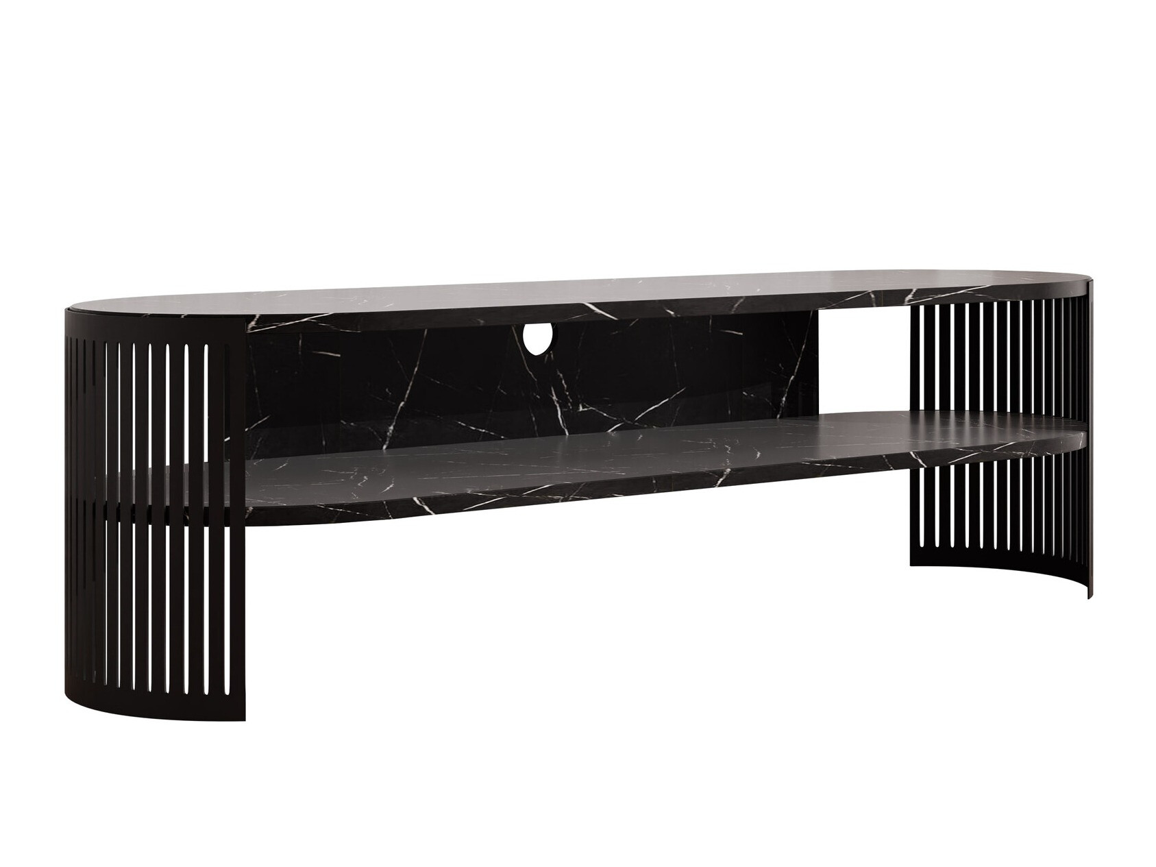 TV stand Civer (Black + Black marble)