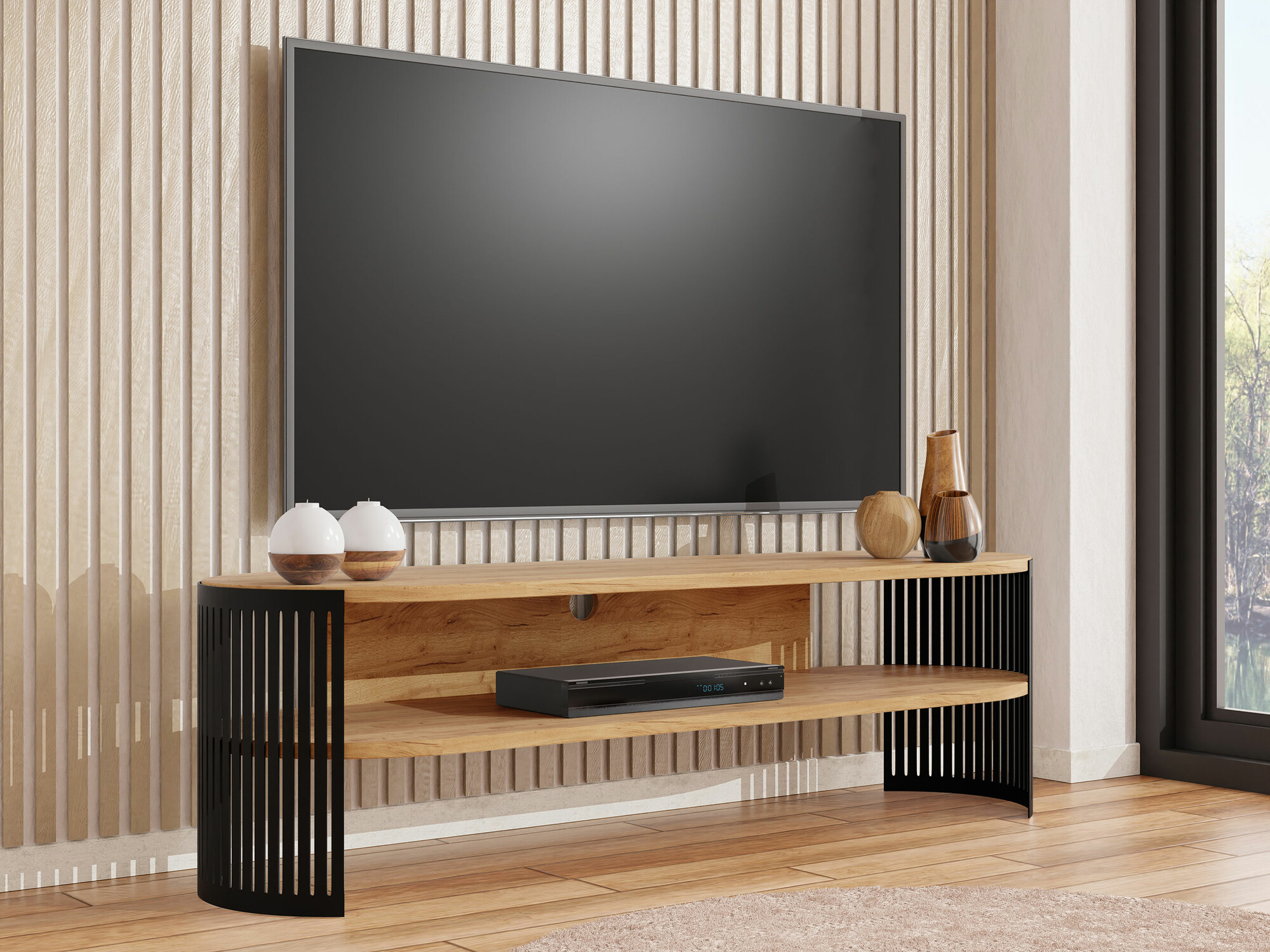 TV stand Evanola 109 (Black + Craft golden oak)